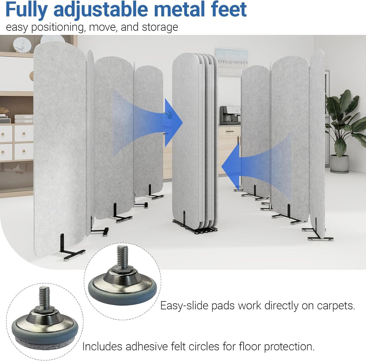 Natwind 5 Panel 122.8 x 71 in Office Room Privacy Protect Space Divider Portable Partition,Wall Folding Cubicle Indoor Freestanding Acoustic Partition Temporary for Office Room