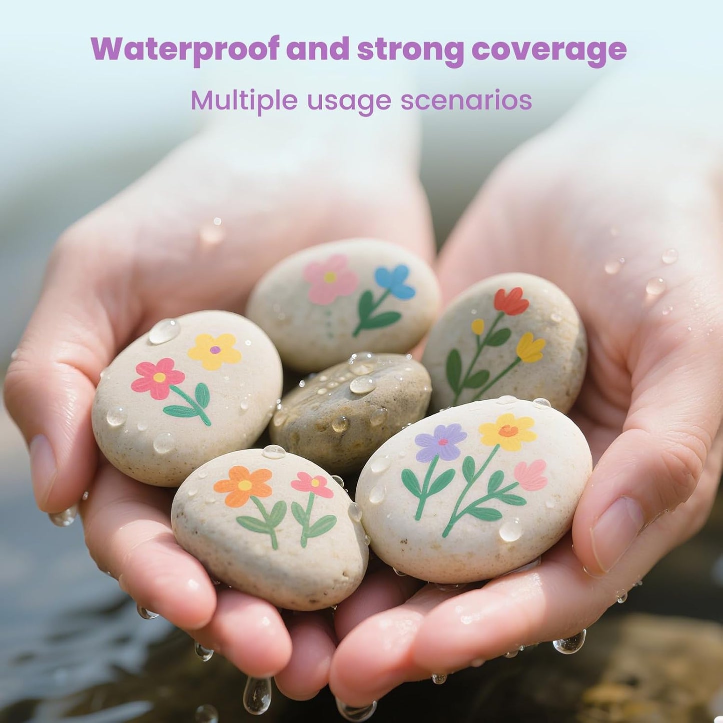 Permanent Acrylic Paint Markers, Brush Tip Art Markers for Kids - Coloring, Painting Rocks & Crafts Supplies, 16color 8pcs