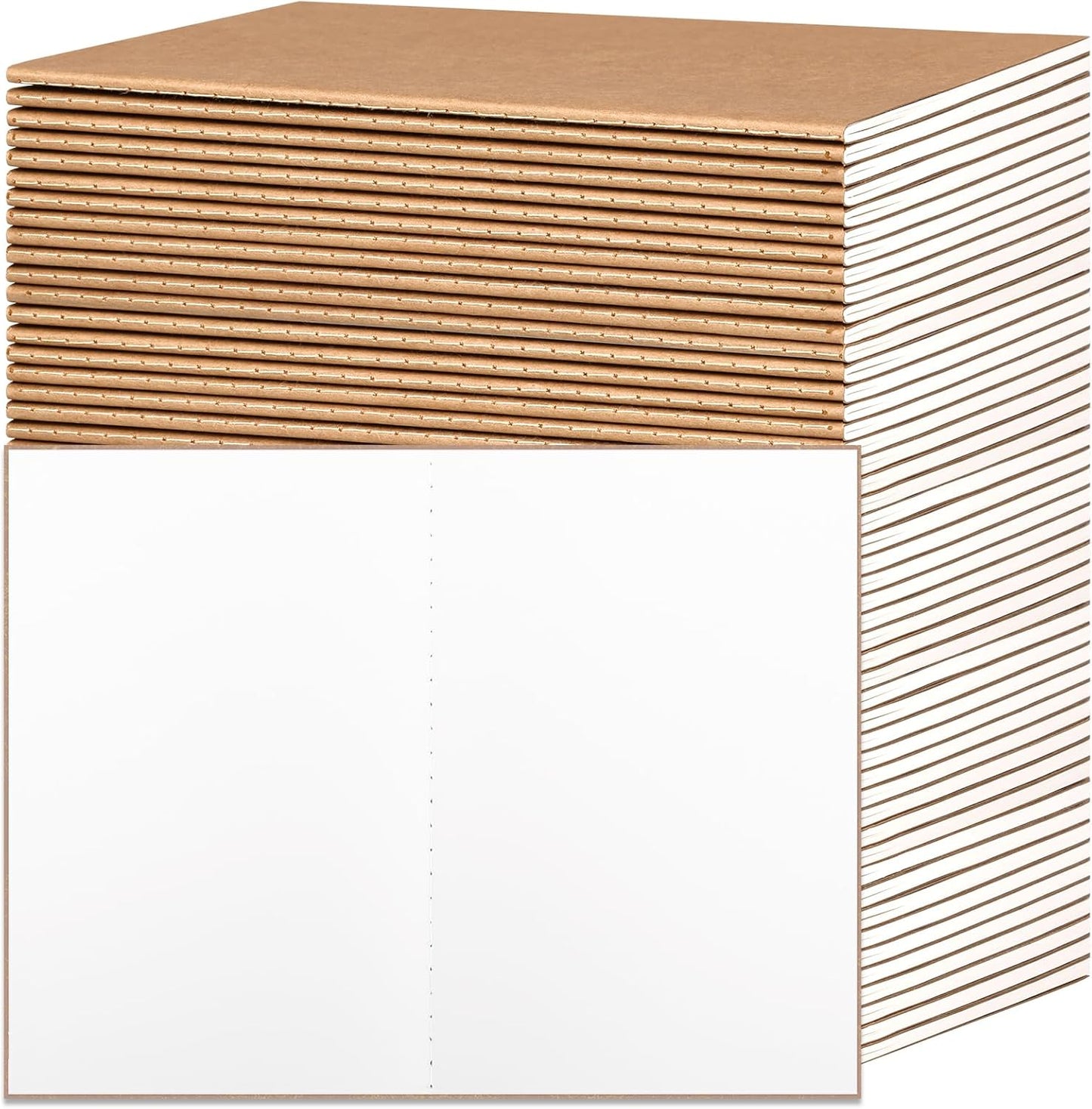 EOOUT 48pcs Blank Kraft Notebooks, Bulk Journals for Kids, 60 Pages/80GSM, 8.3 X 5.5 Inch, Travel Journal Set, for Travelers, Students and Office Supplies