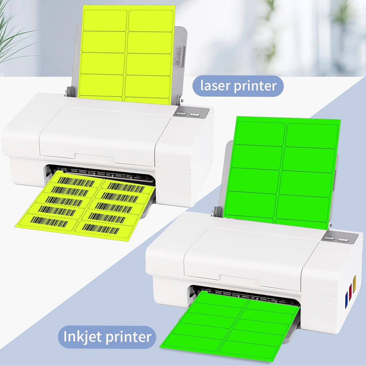 2" x 4" Neon Colored Labels Stickers Fluorescent Bright Neon Color Address Labels for Laser/Inkjet Printer, Permanent Adhesive- 600 Pcs/ 4Colors