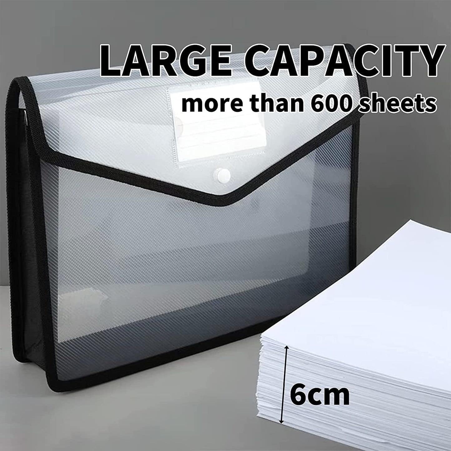 YoeeJob Plastic File Folders Legal Size 2 Pcs, Expandable Document Folder with Snap Button Closure, A4 Expanding File Wallet Envelopes Pouch with Label Pocket, Black&Blue