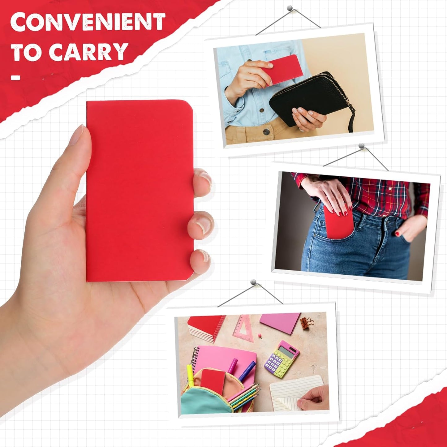 Harloon 100 Pcs Mini Notebooks Bulk Small Pocket Notepads Blank Lined Wallet Memos Journals for Students Employee Traveler Classroom Office Supplies, 4 x 2.5 Inches(Red)