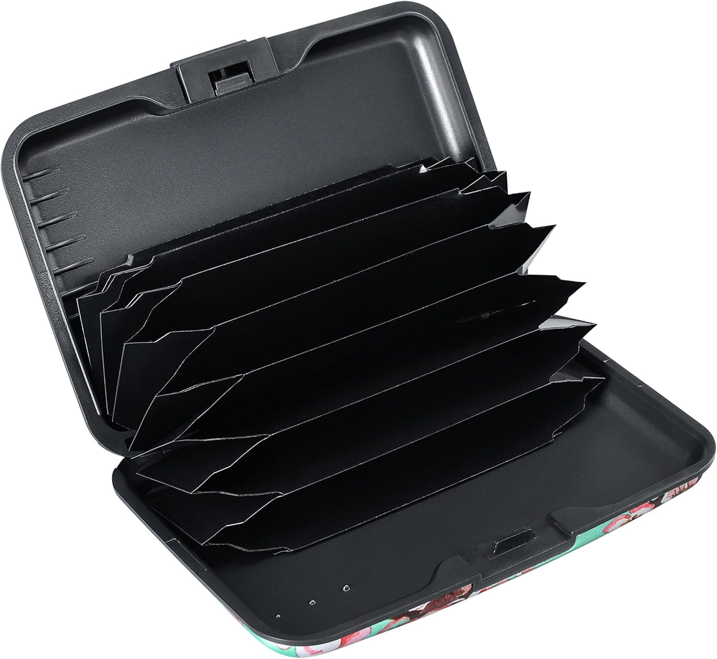 ELFISH Mini RFID Aluminum Wallet Credit Cards Holder Business Card Case Metal ID Case for Men Women（Pink Peach Blossom