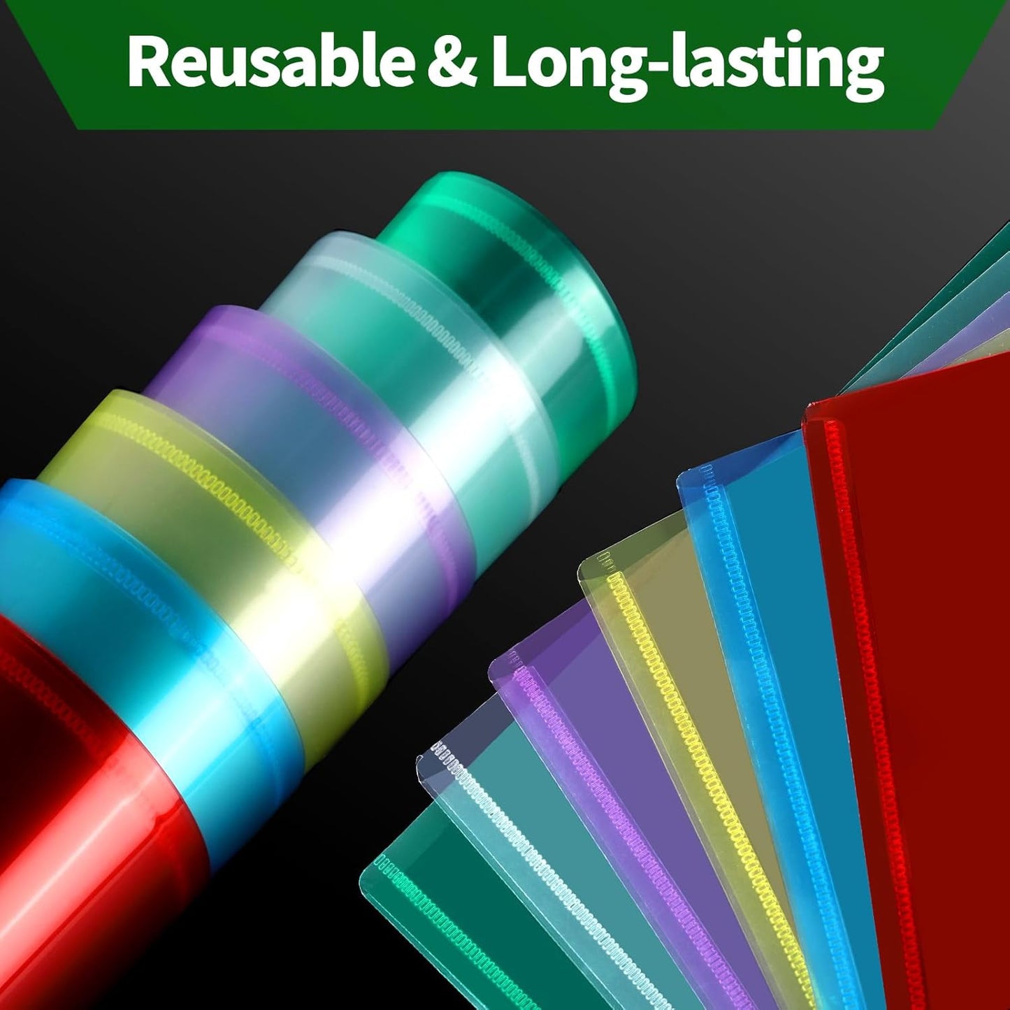 LEOBRO Plastic File Folders, 12 PCS A4 Plastic Envelopes with Snap Closure, Folders for Document, Reusable File Bags, Document Holder, for School Office