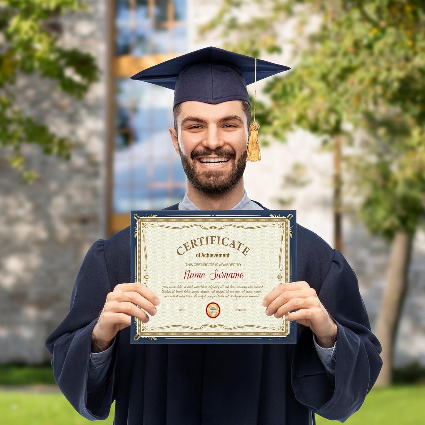 Fainne 250 Pcs Certificate Holder Foil Border Bulk 8.5 x 11 Inch Single Sided Award Diploma Cover for Letter Size Cardstock Document Paper Graduation School Marriage Supplies