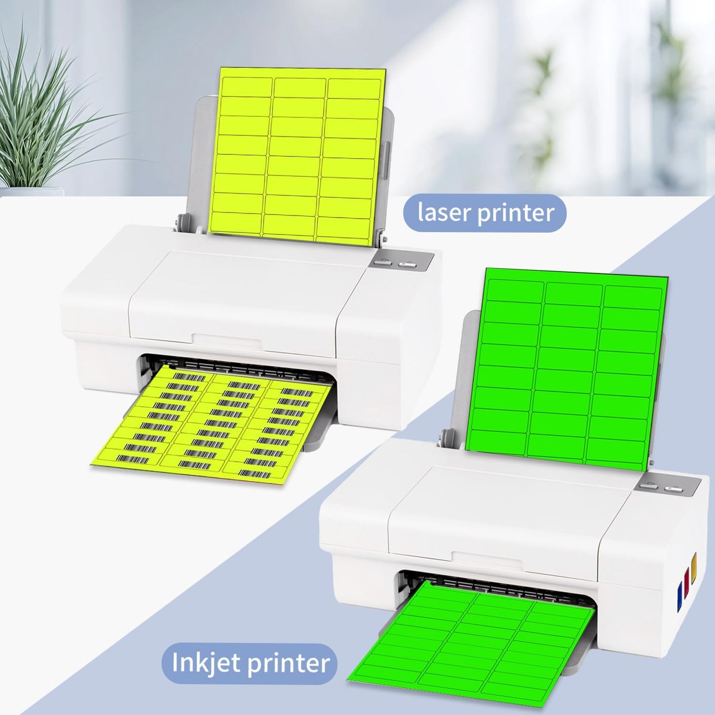 1" x 2-5/8" Colored Labels Stickers, Fluorescent Bright Moving Labels for Laser/Inkjet Printer Permanent Adhesive- 600 Pcs