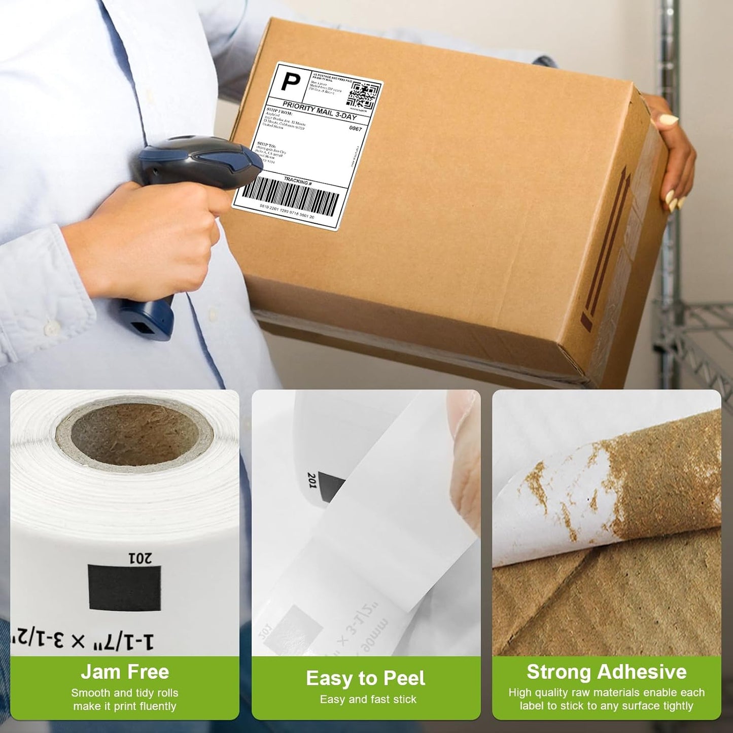 Compatible Standard Address Labels Replacement for Brother DK-1201 (1.1" X 3.5”), Use with Brother QL Label Printers (12 Rolls + 1 Reusable Cartridge, 400 Labels/Roll)