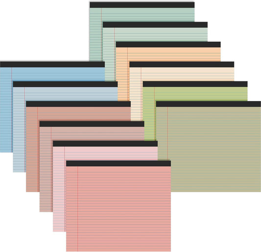 Lincia 12 Pcs 11" x 9.5" Legal Pads College Ruled Notepad Landscape Notebook Horizontal Lined Notebook 80 Gsm Assorted Colors Paper Pastel Writing Pads for School Office, 40 Sheet (Pastel Colors)