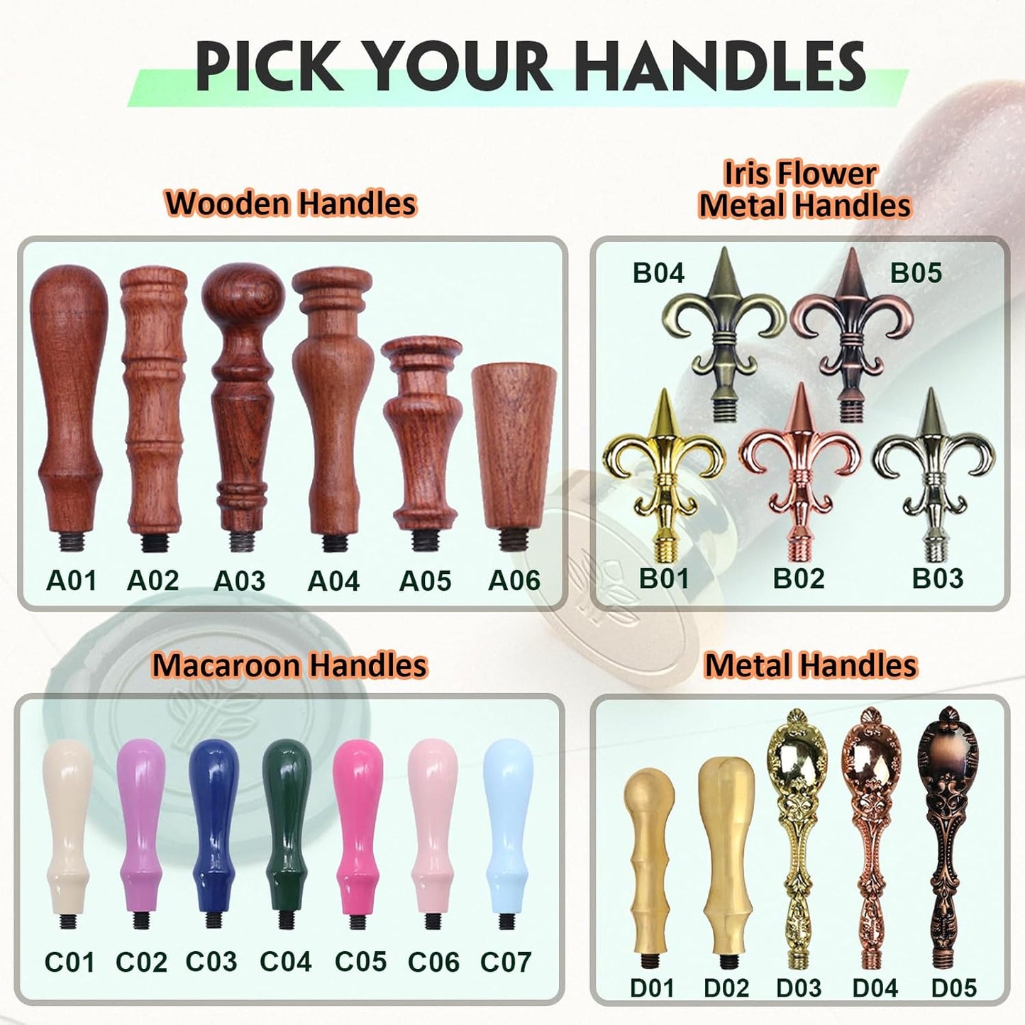 Personalized Wax Seal Stamp with Optional Handle - Custom Sealing Wax Stamp Made Name Letter Logo Wedding Invitation