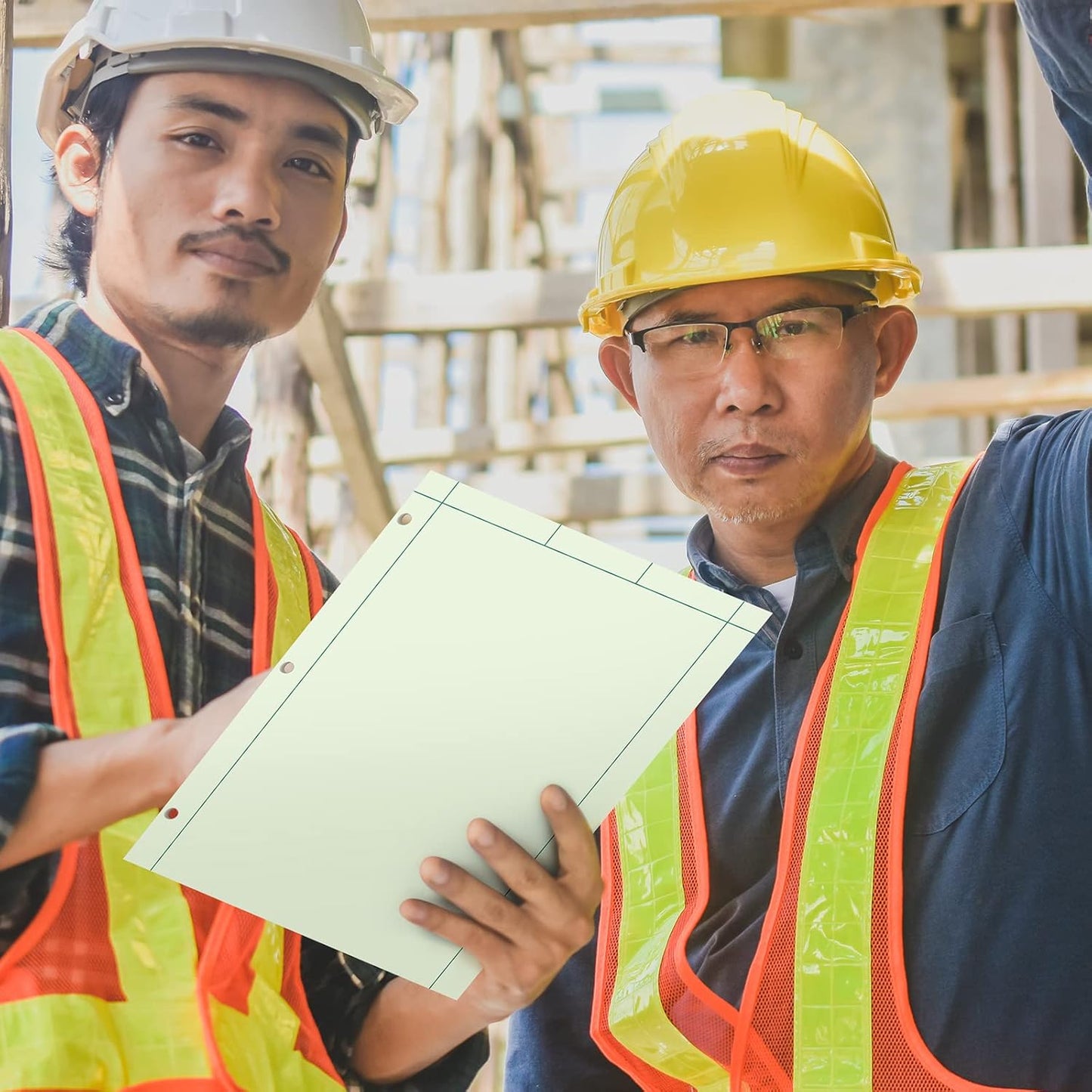 Seajan 2 Pcs Engineering Paper Notebook Engineering Computation Pad 8.5 x 11 Inches Engineer Graph Paper Notepad, 5 Squares Per Inch 3 Hole Punched Computation Pad, 100 Sheets/pack (Green)