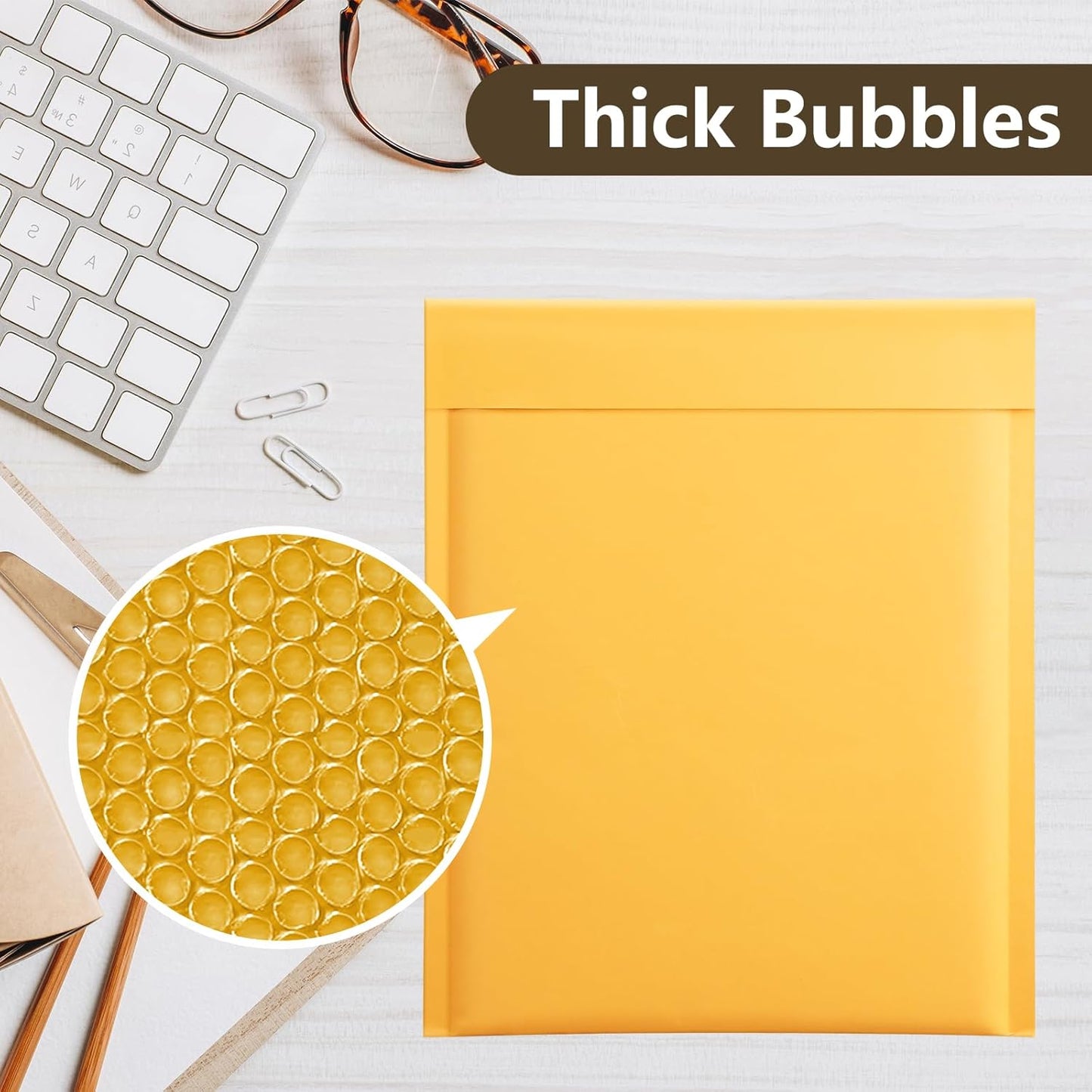 UCGOU Kraft Bubble Mailers 6x10 Inch 50 Pack Usable Size 6x9 Inch Yellow Padded Envelopes #0 Small Business Mailing Packages Self Sealing Tear Resistant Boutique Shipping Bags for Jewelry Supplies