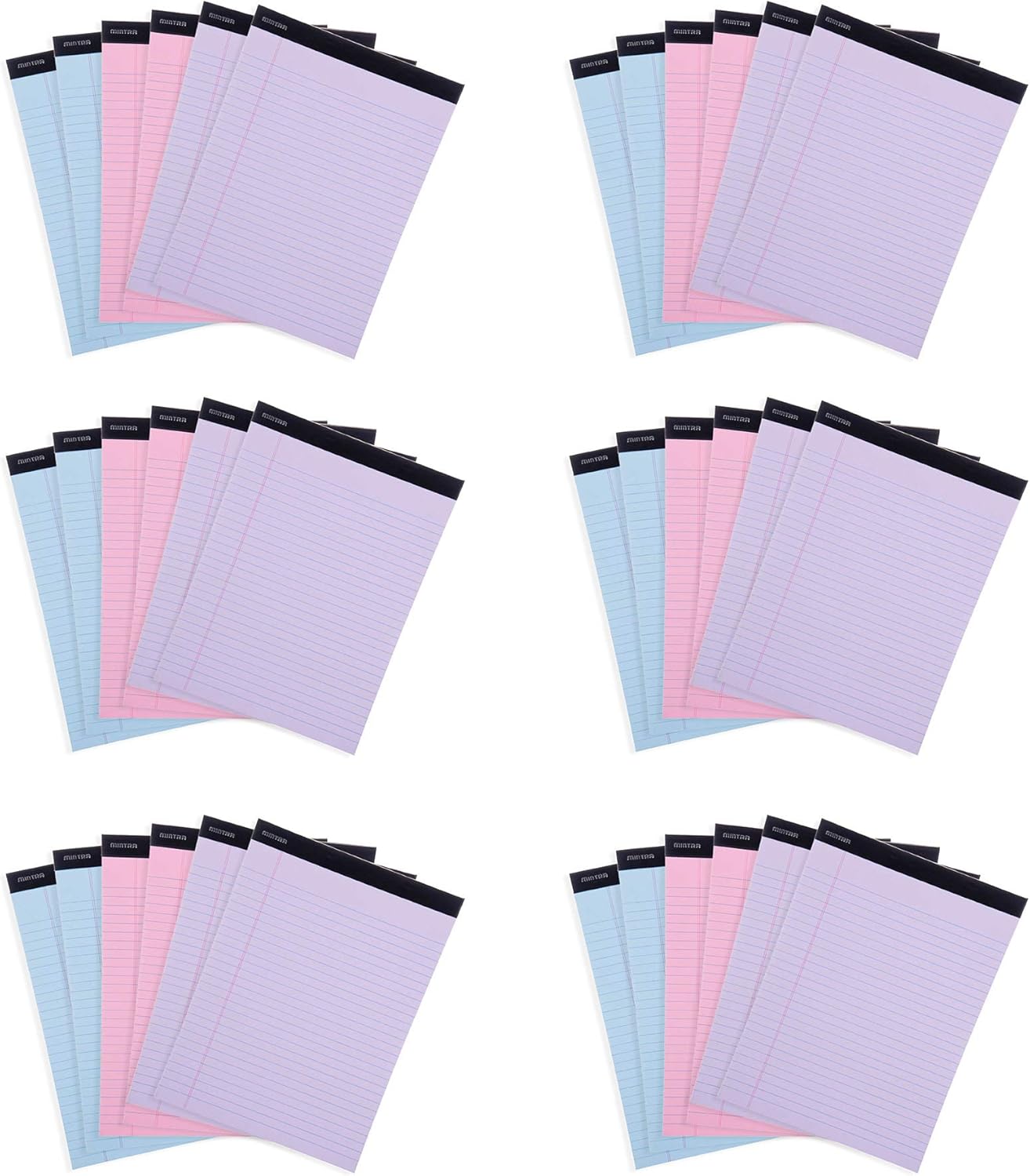 Mintra Office Legal Pads, ((xBasic, 8.5in x 11in, Wide (Pastel), 36pk (6-6pks))