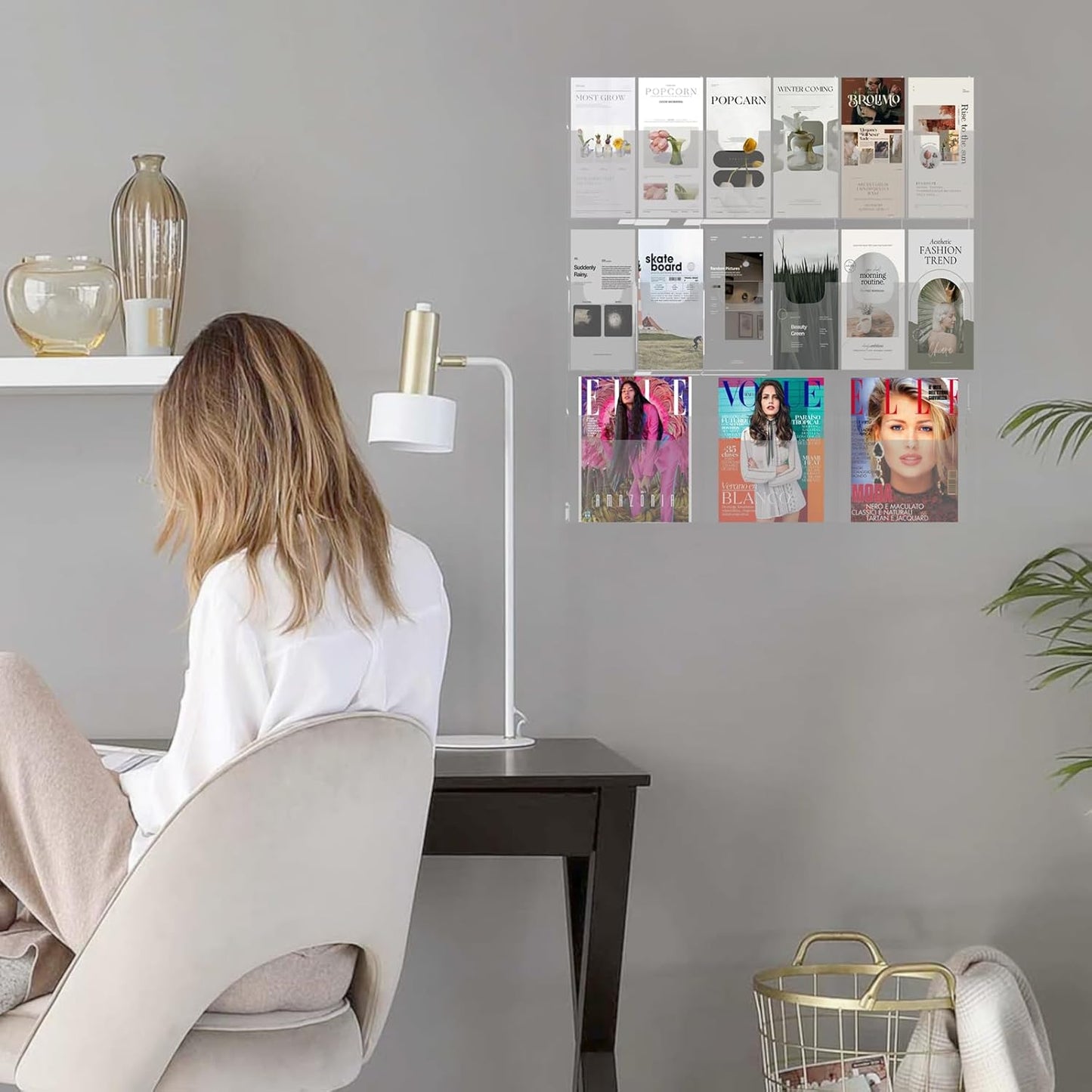 Acrylic Brochure Pamphlet Holder, 3 Magazine Holders and 12 Pamphlet Holders, Clear Brochure Display Holder Wall Mount, Trifold Flyer Rack, Literature Storage Rack for Home, Offices, Waiting Room