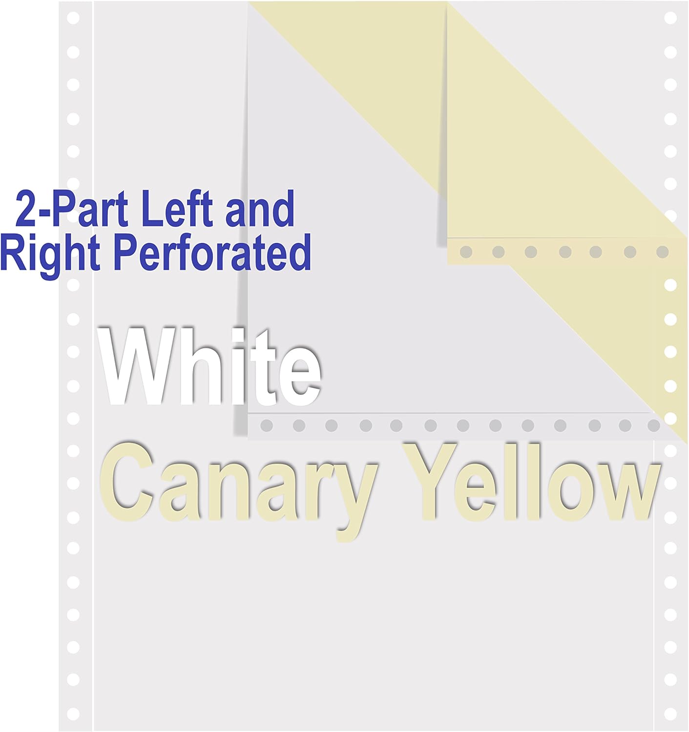 Alliance Continuous Carbonless Computer Paper 9.5 x 11, Blank Left and Right Perforated, 15 lb, 2-Part White/Canary (1,700 Sheets) - Made In The USA