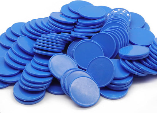 Set of 100 Opaque Plastic Learning Counters Mini Poker Chips Game Tokens with Storage Box (RoyalBlue, 1 Inch)