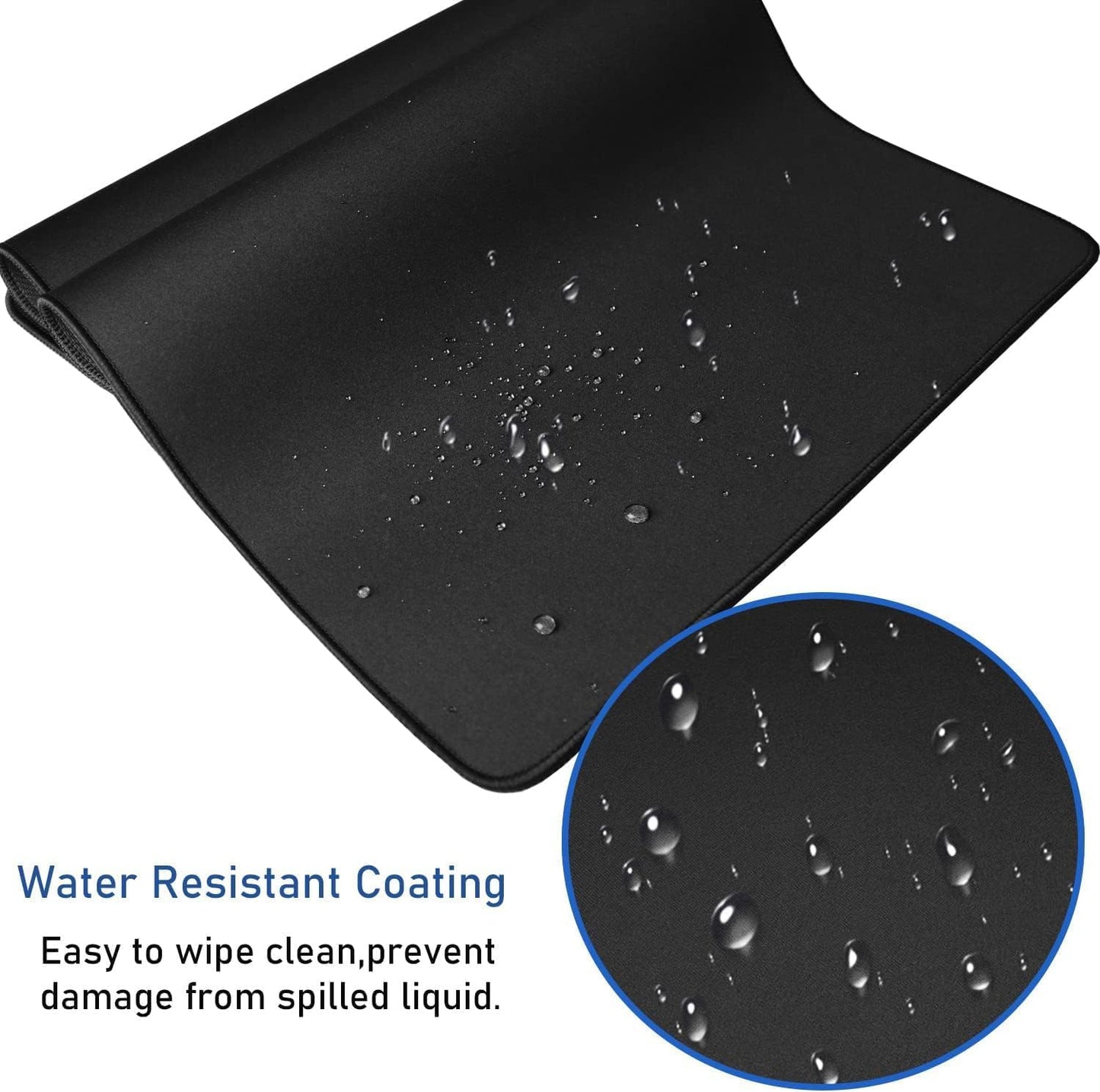 Gaming Mouse Pad, Large Desk Mouse Pad with Stitched Edges,(35.4X15.7In) Durable Non-Slip Natural Rubber Base, Waterproof Computer Keyboard Pad Mat for Esports Pros/Gamer/Desktop/Office/Home, Black