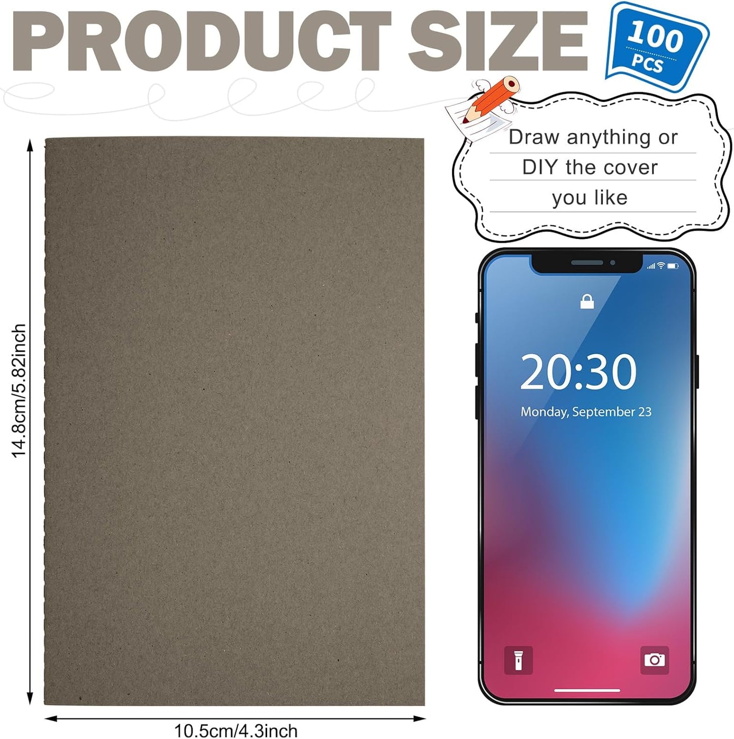 Sepamoon 150 Pack Kraft Notebook Journals 5.82 Inch x 4.13 Inch A6 Softcover Notebooks Bulk for Kids Student Writing Sketch Travel Journal Office Notepad with 48 Pages 24 Sheets, Lined(Dark Gray)