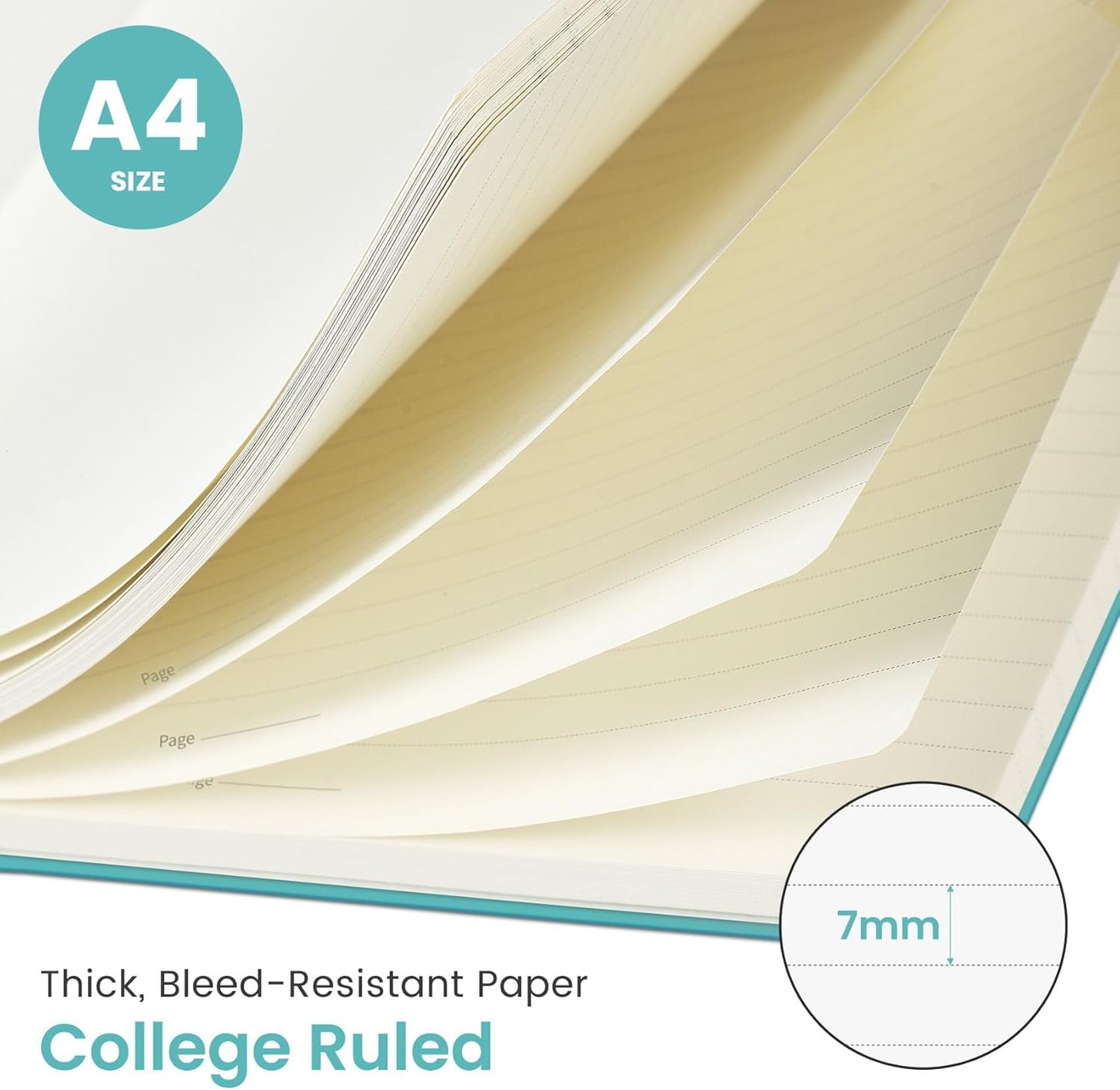 Taja Spiral Lined Notebook, 8.5"x11" Notebooks for Work, Large A4 Journal for Women & Men, College Ruled Journaling Notebook for Writing, Plastic Cover Spiral Journal, Aquamarine