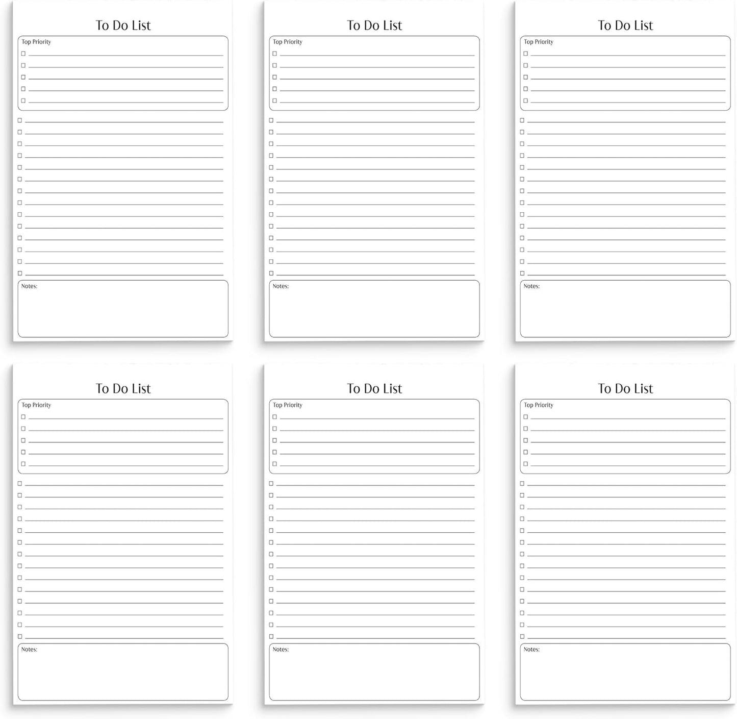 Better Office Products Mini To Do List Notepads, 5.5" x 8.5", Planning Note Pads, 50 Sheets, Daily Agenda Productivity Checklist Organizer, 300 Total Sheets (6 Pack)