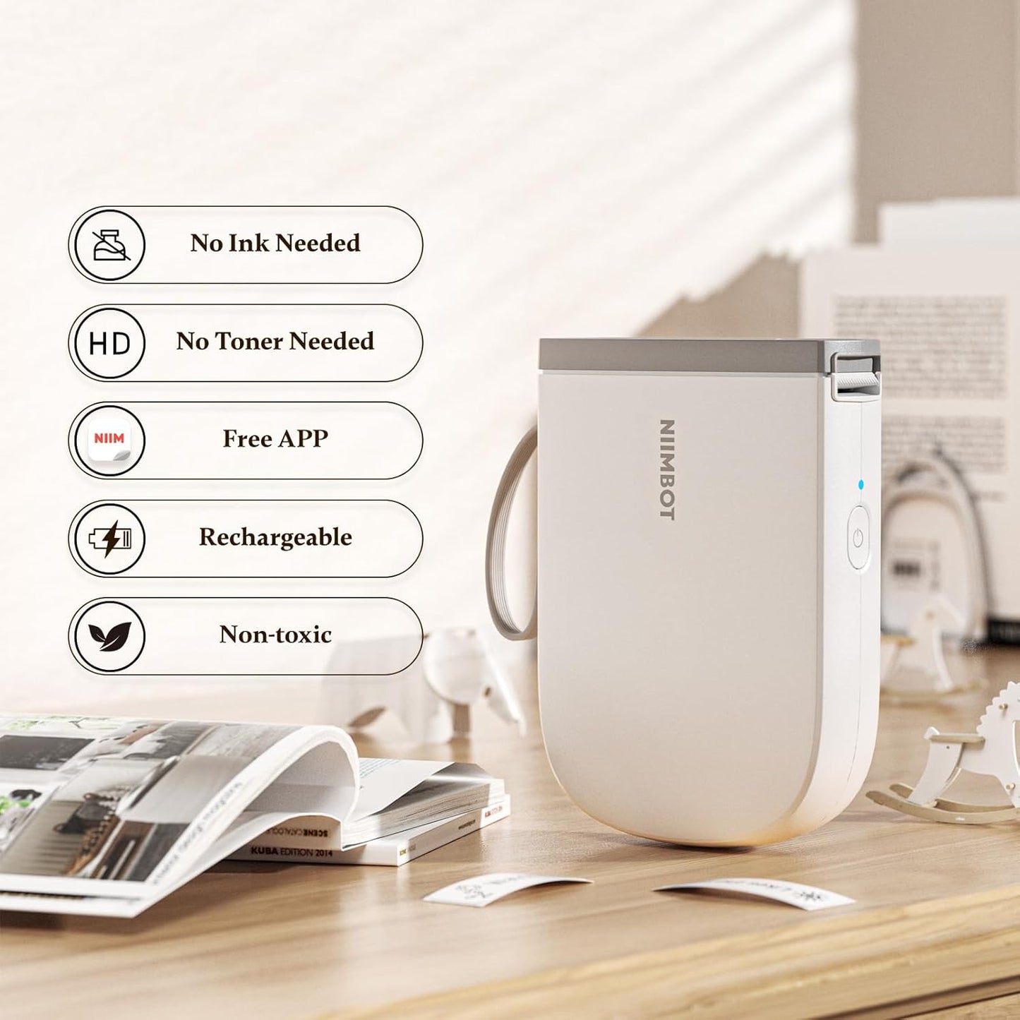 NIIMBOT D11 Bluetooth Label Maker 300 DPI Portable Label Printer with 3Rolls Labels