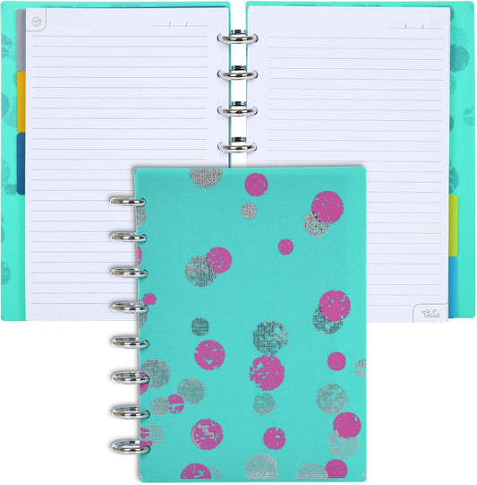Talia Discbound Notebooks, Planner, Customizable, (yBounce Taffy w/Silver Discs, Junior (5.5in x 8.5in))