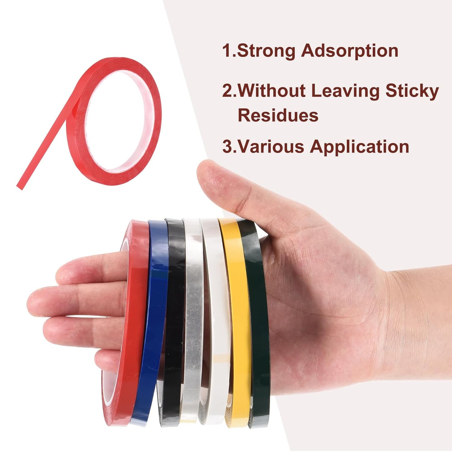 MECCANIXITY 10 Rolls Whiteboard Tape Graphic Chart Tape 10mm 54.7 Yard Art Tape Thin Self-Adhesive Pinstripe Tape Masking Tape for Gift Wrapping Craft Supplies, Red