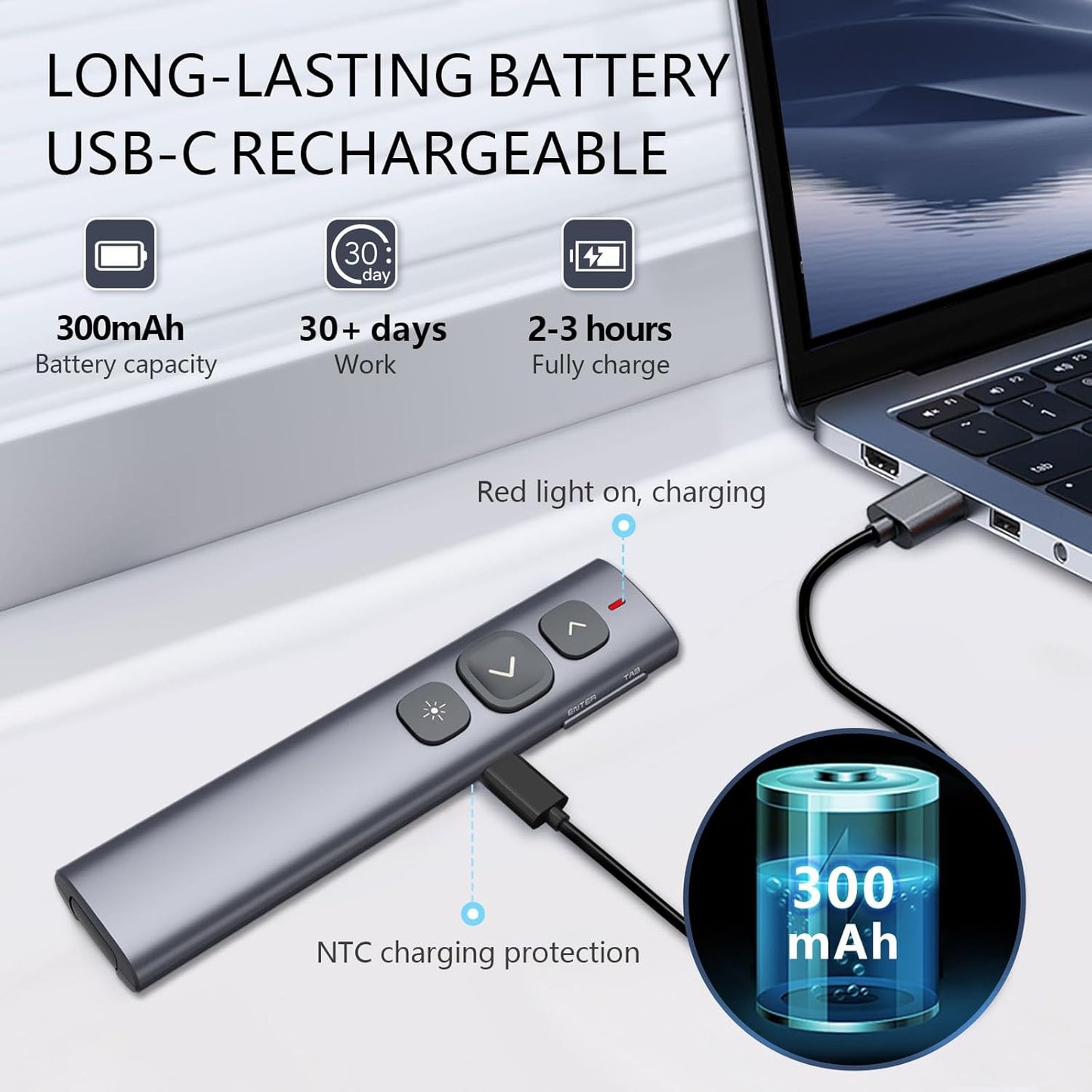 Norwii N95 Bluetooth Presentation Clicker with USB-A Receiver, PowerPoint Clicker for Presentation Remote, Rechargeable Wireless Presenter Pointer, Slide Clicker for PC/Laptop/e-Book(Green, BLE&USB-A)