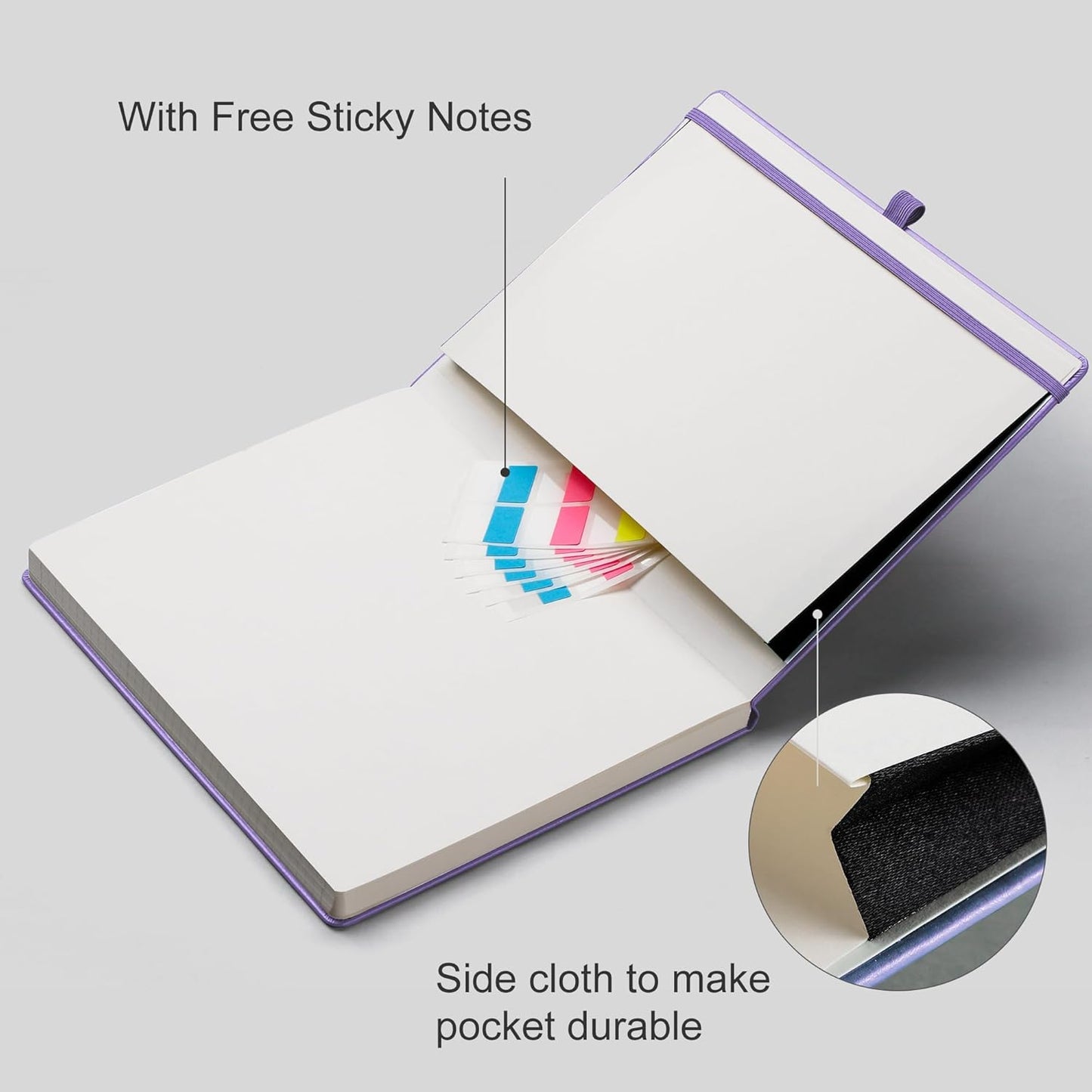 EMSHOI Graph Paper Notebook, 8.5" x 11" Hardcover Leather Journal for Women Men, 192 Pages 100 GSM Grid Paper A4 Large Journals for Writing, Graph Notebook for Work, Graphing, Engineering, Purple