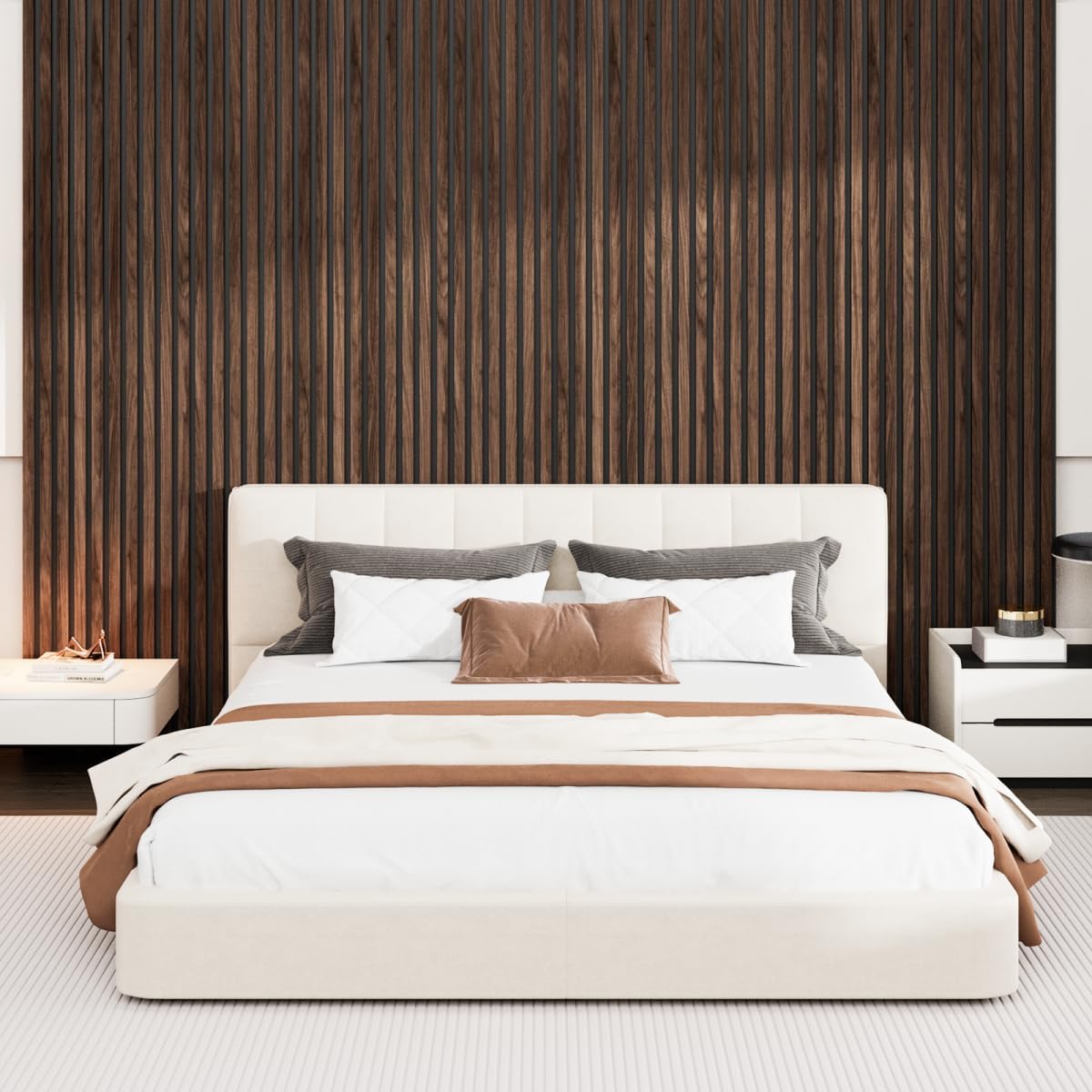 2 Pack Acoustic Wood Panels for Wall and Ceiling, 47.2" x 23.6" Wood Slat Wall Panel for Noise Reduction, Decorative Sound Proof Paneling for Office Studio Home Theater Kitchen Island, Walnut