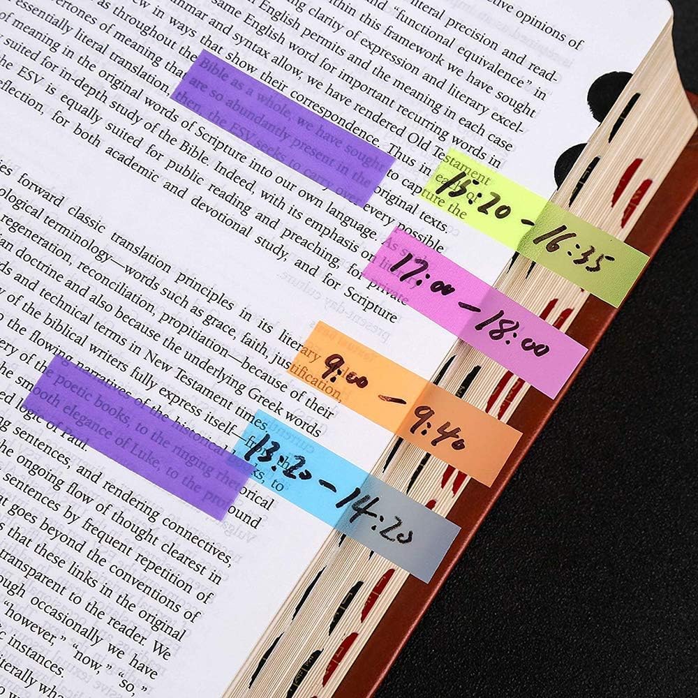 8 Sets Sticky Tabs, Neon Book Tabs, Colored Flag Page Tabs Self Adhesive for Annotating Books, Page Markers, Fluorescent File Index Tabs for Notebooks, Removes Cleanly, 1280pcs