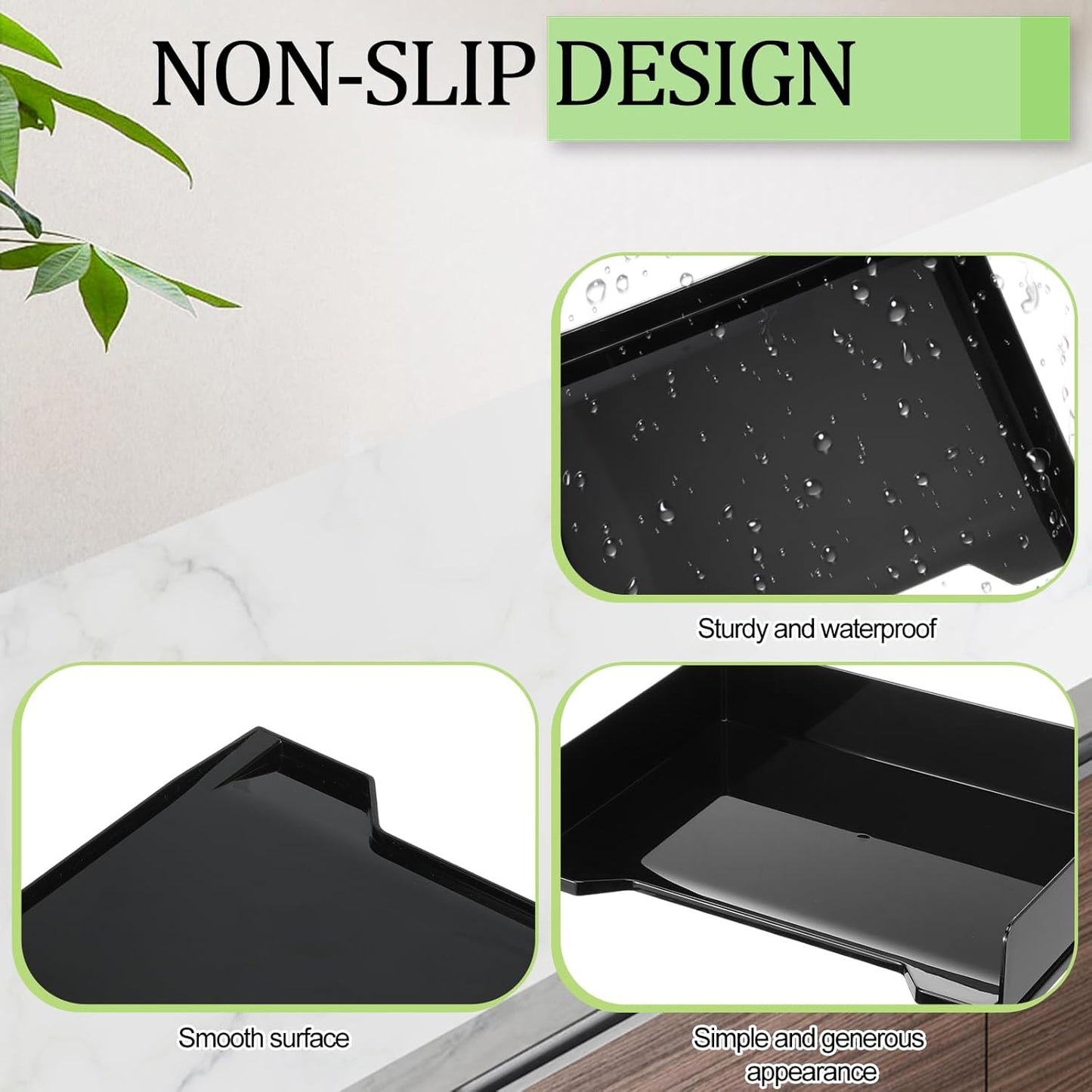 2 Pcs Stackable Letter Tray Rectangular Plastic Desk Organizer 13 x 9.5 x 2.6 in Paper Holder File Tray Accessories Rack for Desktop Office Desk Drawers (Black)