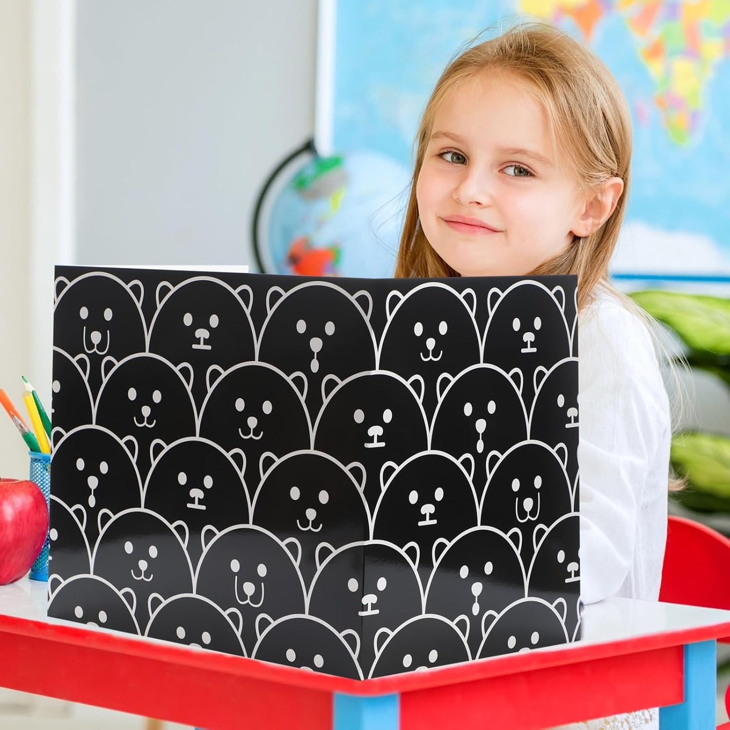 Crtiin 24 Pcs Privacy Boards Desk Privacy Folders Standard Privacy Board School Privacy Cardboard Board Desk Dividers for Student Desks Reduces Distractions Keep Eyes from Wandering (Black)