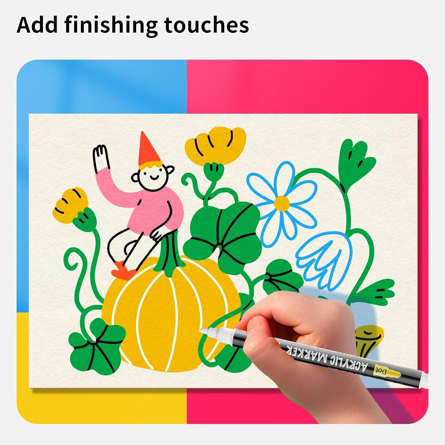 6 White and Black Acrylic Paint Pens Markers, Dual Tip (Fine 1mm + Dot 5mm), Acrylic Permanent Marker for Rock Painting Fabric Canvas Glass Wood Leather Ceramic Paper DIY, Ideal for Kids and Adults