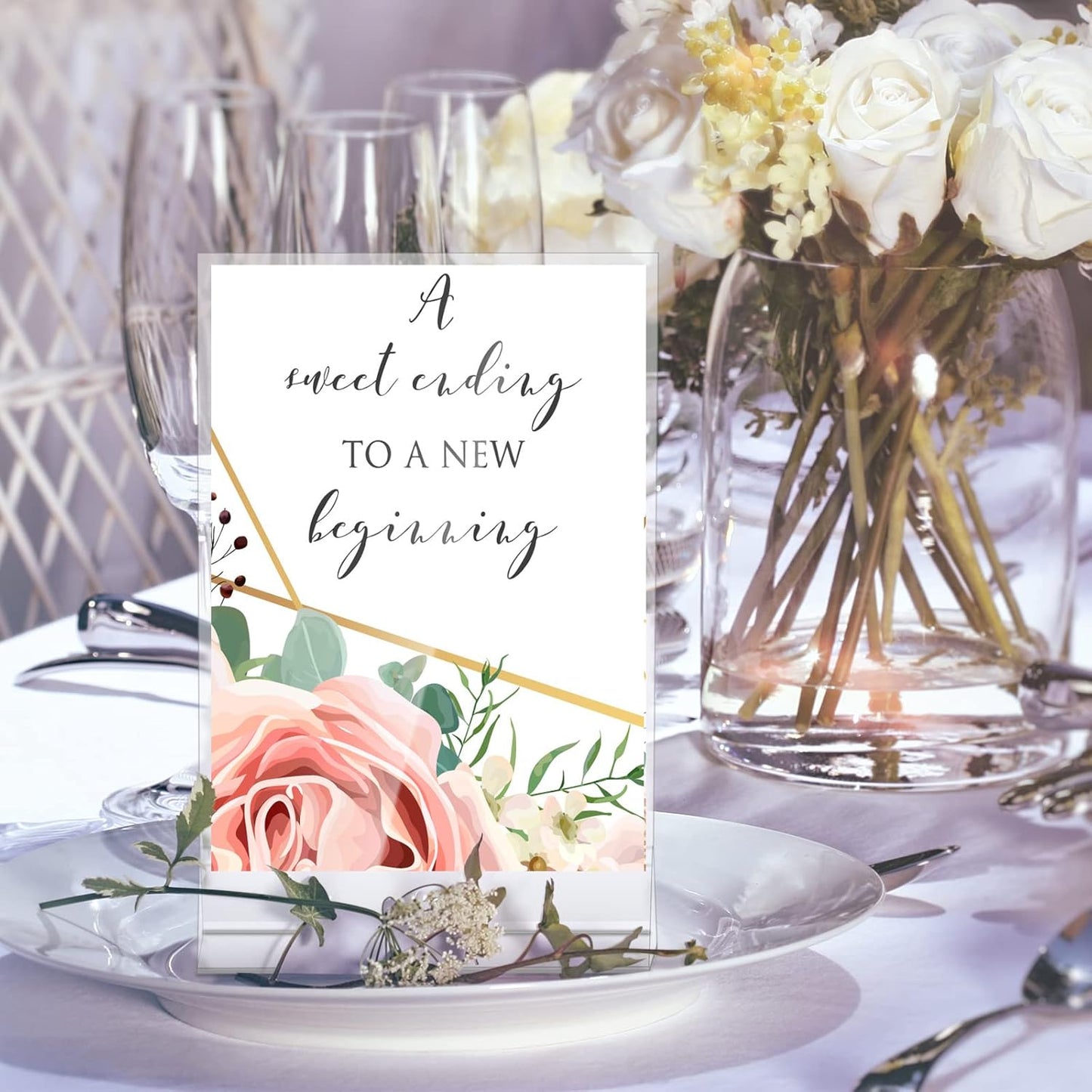 24 Pack Acrylic Sign Holder, Plastic Clear Table Display Holder Double Sided Menu Display Stands T Shaped Card Picture Frames for Office, Weddings, Meetings, Hotels, Restaurants (4 x 6 Inches)