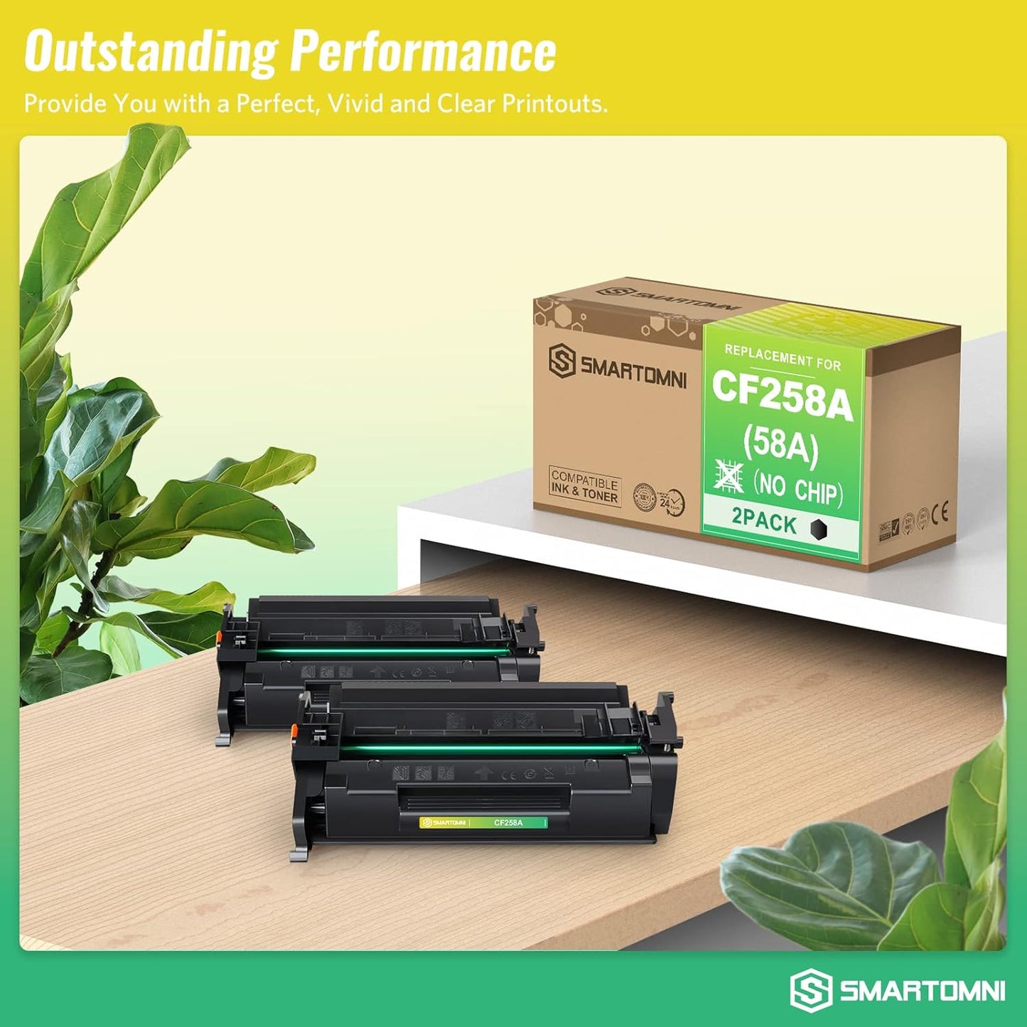 58A CF258A Compatible No-Chip Toner Cartridge Replacement for HP CF258A 58A use for HP MFP M428dw M428fdn M428fdw M430 Pro M304 M404n M404dn M404dw M406 (2 Black)
