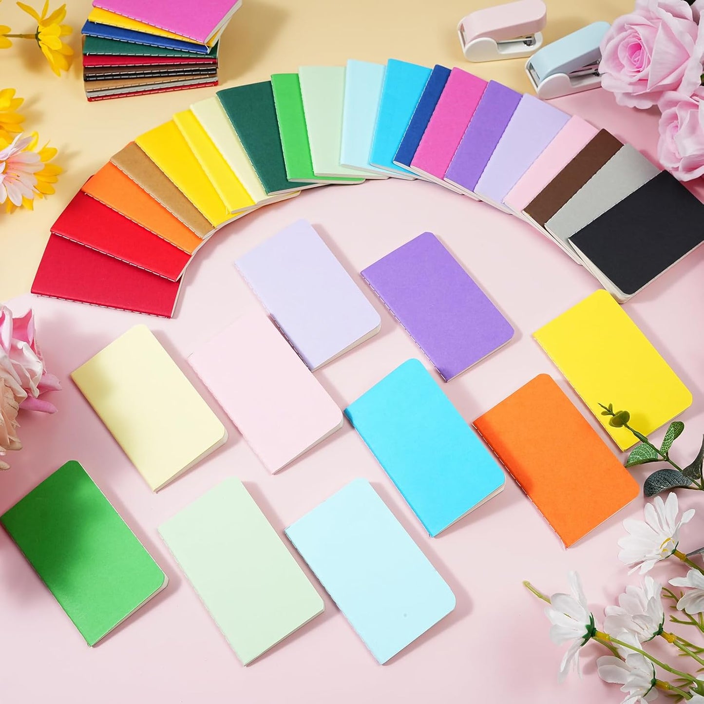 Harloon 100 Pcs Mini Notebooks Bulk Portable Small Pocket Notepad Blank Lined Wallet Memos Journal Employee Appreciation Gifts for Vet Tech Medical Assistant Coworker Staff, 4 x 2.5 Inches(Multicolor)