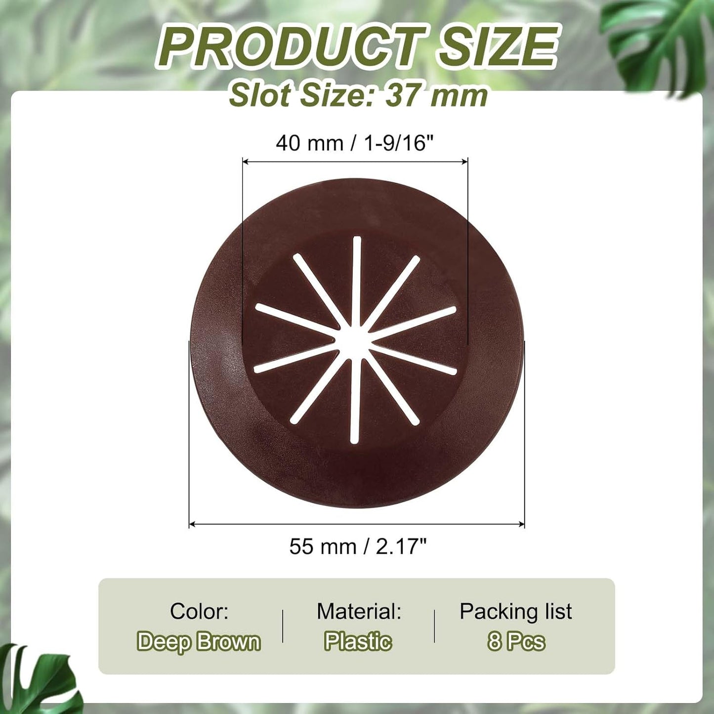 PATIKIL Desk Grommet 1-9/16", 8 Pcs Round Cable Grommet Cord Hole Cover with Adhesive Tape Flexible Table Wire Organizer for Office Home Table Countertop, Deep Brown