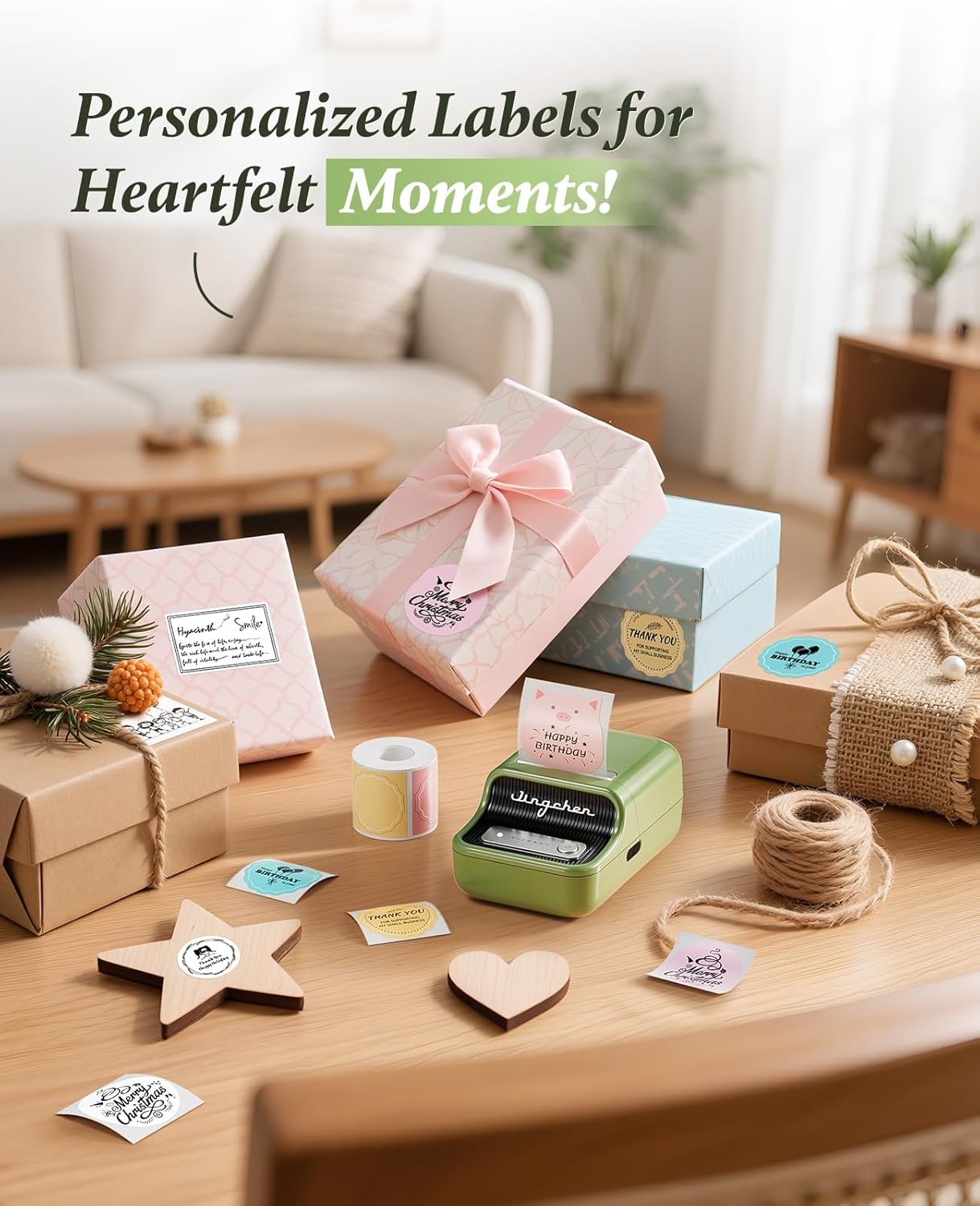 NIIMBOT B21 Label Printer,Thermal Label Maker,Ideal for Home Organization,Business,Ofice,50x30mm Label,230Pcs(Green)