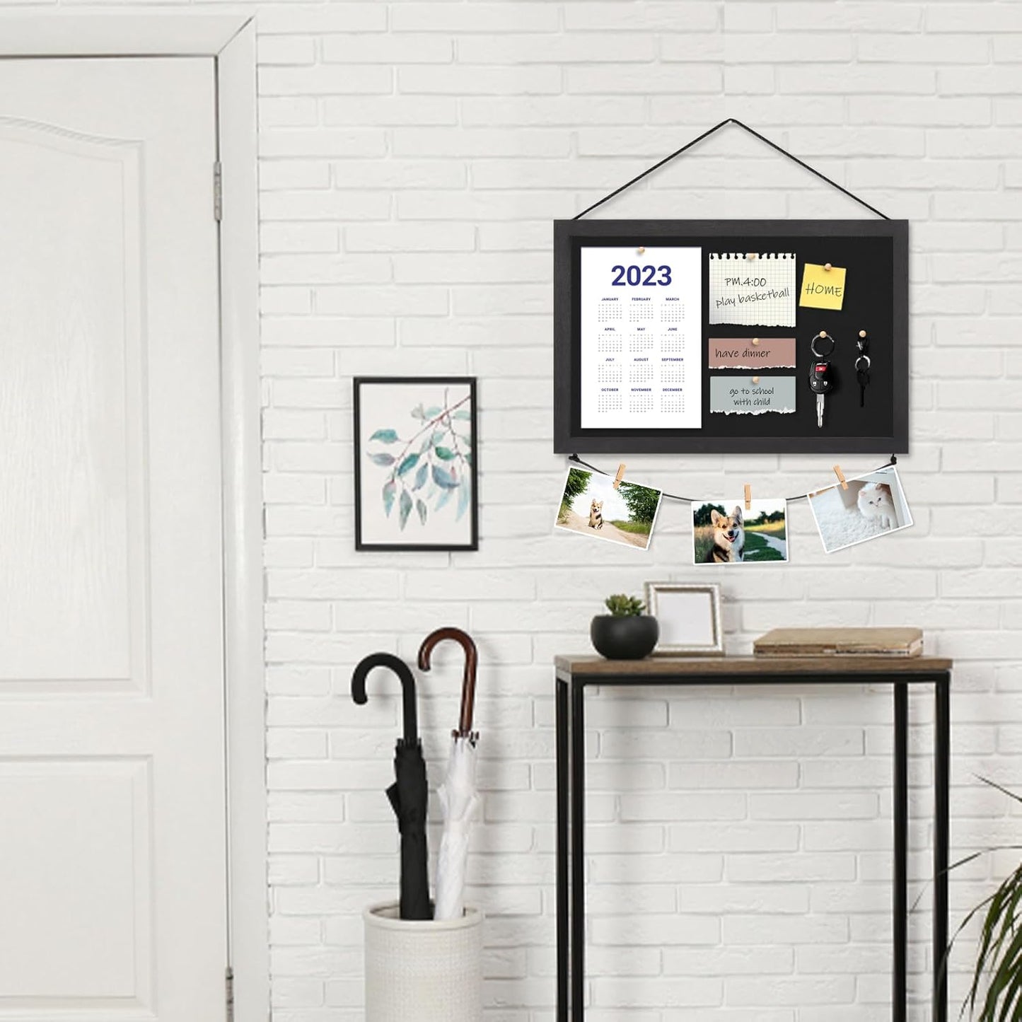 Miratino 2pcs Pin Board Bulletin Board, 16 "x11 Black Linen Cork Boards for Walls with Black Frame,Vision Board for Home Kitchen School Office Decor