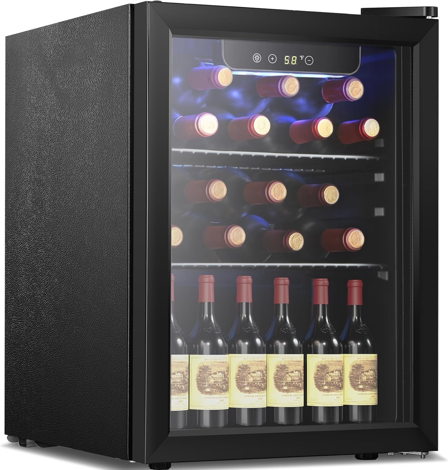 Antarctic Star Wine Cooler, Beverage Refrigerator,16 Bottle 68 Can Freestanding Wine Cellar Front Glass Door for Home and Bar, Digital Temp Control, Blue LED, 1.7 Cu.Ft.