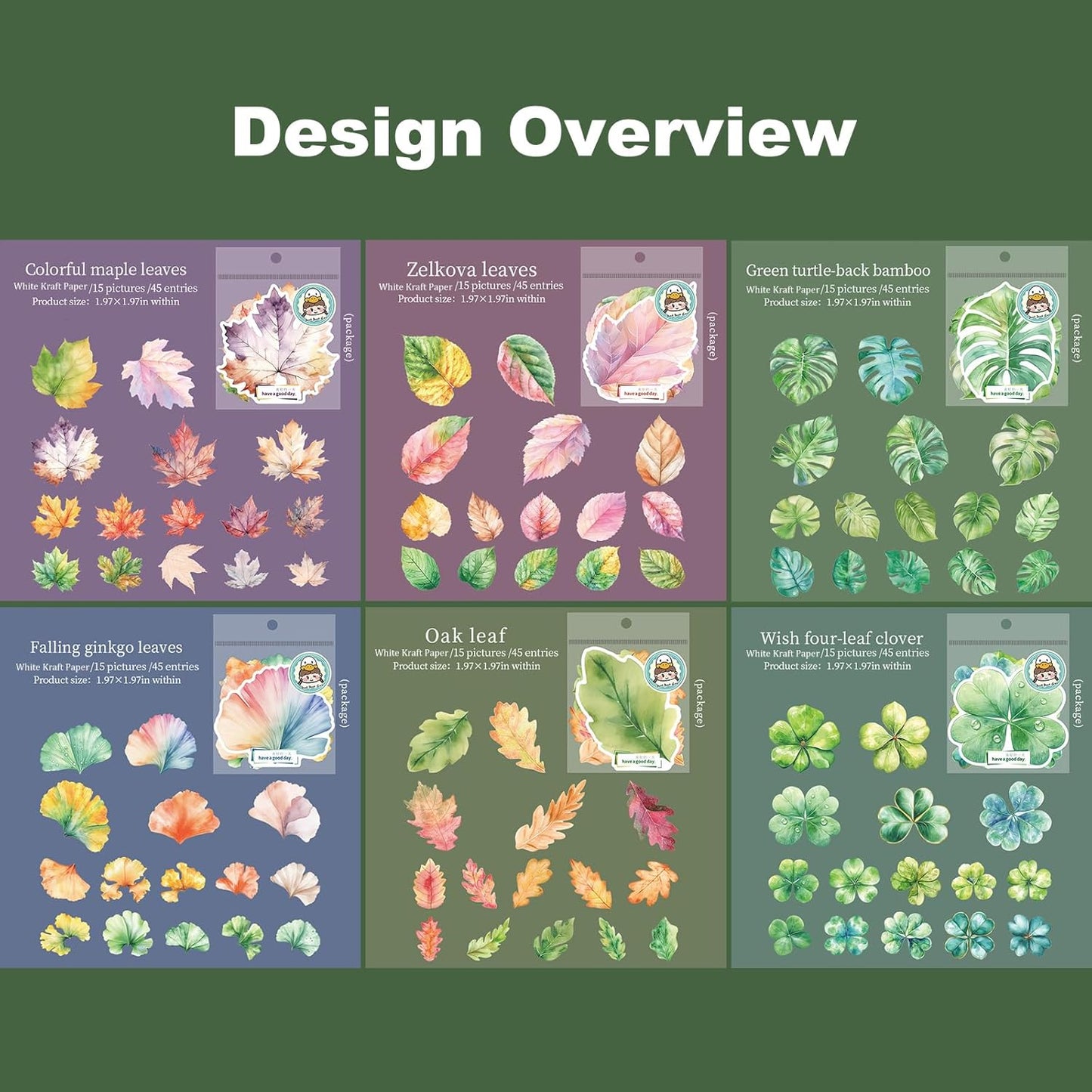 Botanical Leaf Stickers, 270PCS Plant Stickers for Scrapbooks Journals DIY Crafts Writable Cowhide Paper Material