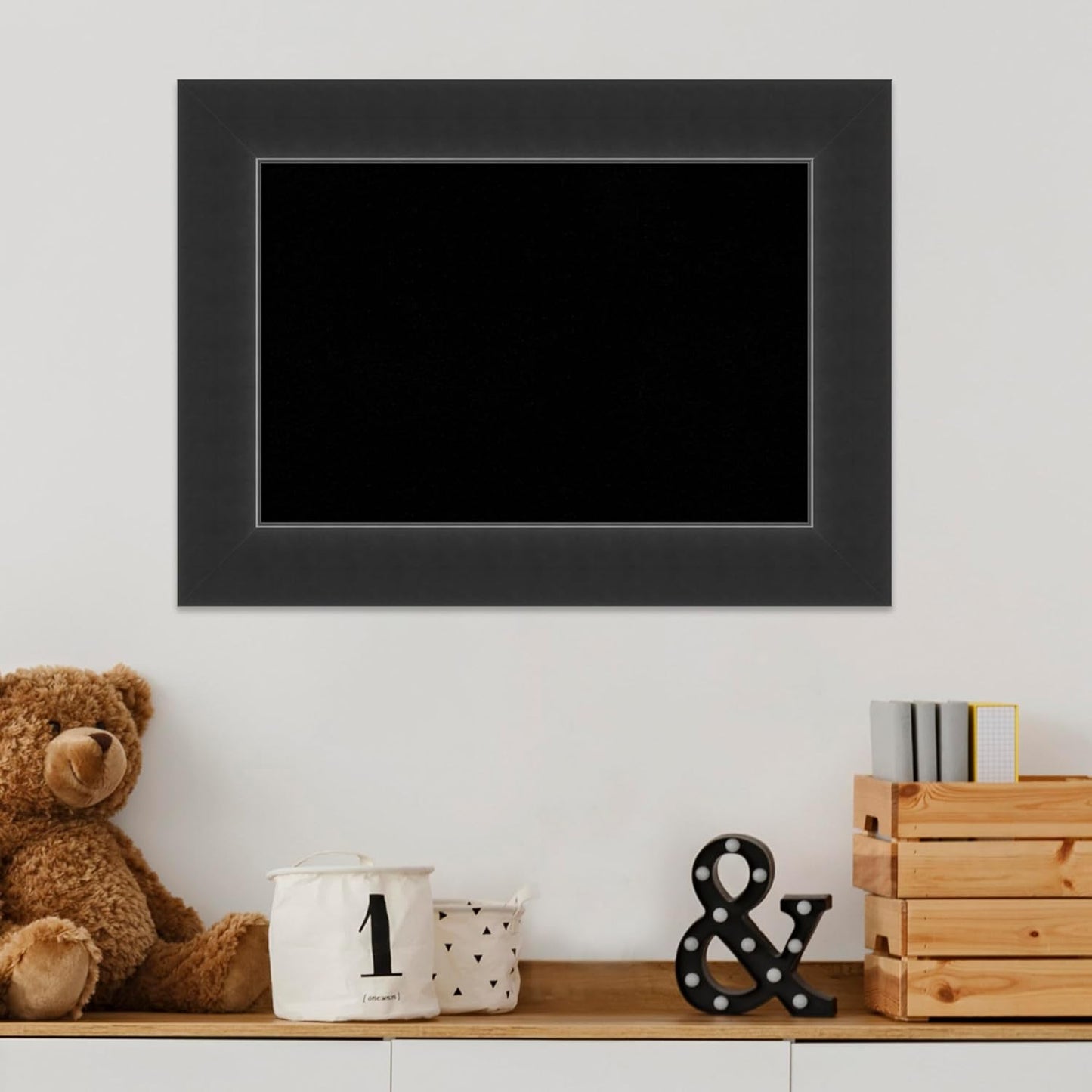 Amanti Art Black Cork Board for Wall, 17x23 Vision Board with Black Wood Frame, Small Corkboard Office Decor for Home Organization, Modern Corkboard Pinboard to Display Items for Home Organization in