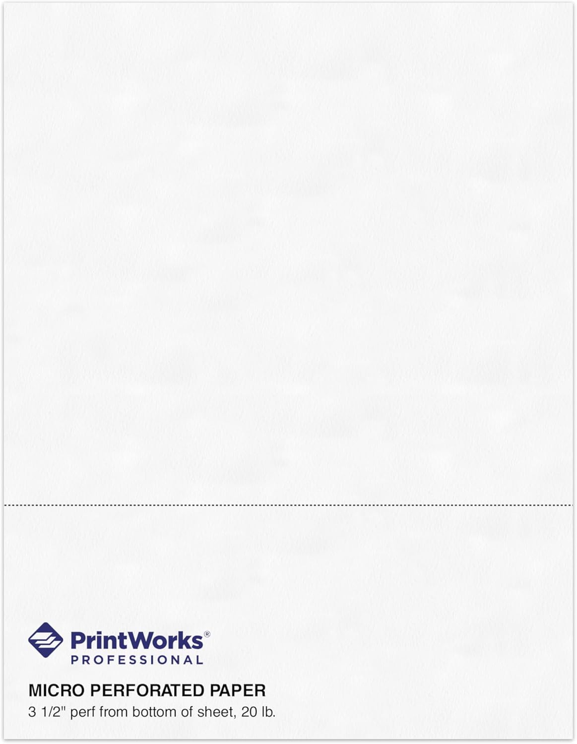 PrintWorks Professional 3 1/2" Horizontal Perforated Paper 8.5” x 11” - Perfect for W-2, 1099, & Statement Use - Made in The USA - 500 Sheets - 20 lb - Printer Compatible - White (04128)