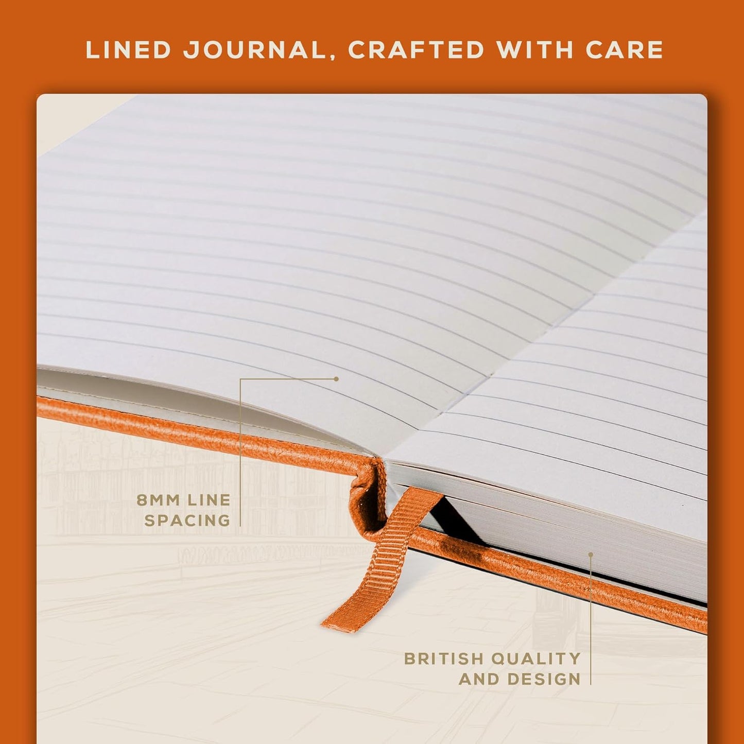 BEECHMORE BOOKS Lined Journal Notebook, 5.8 x 8.3 inch, A5 160 Lined Pages, Hardcover Leather Journals for Women, Men, Writing and Notebooks for Work - 120 GSM Thick Paper, Gifts Box Included