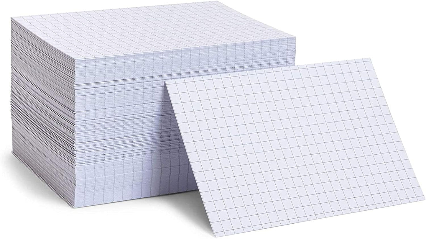 Stockroom Plus Index Cards - 4 x 6 in, White, 300 Count - Graph Ruled Index Cards & Grid-Lined Graph Paper Notecards for Math Problems