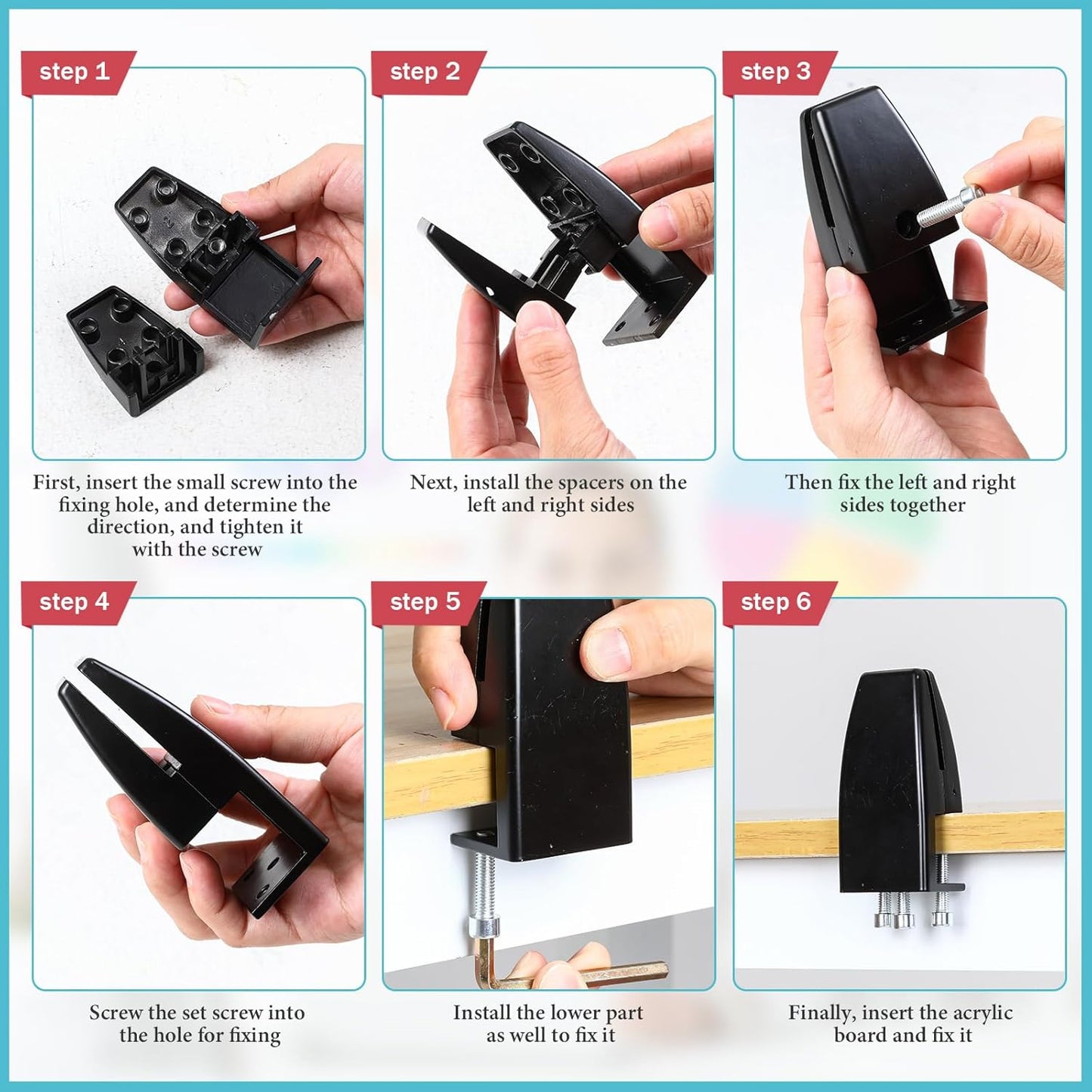 Wesiti 2 Pcs Acoustic Desk Divider Noise Reducing Desk Privacy Panel for Student Table Standing Sound Proof Divider Desktop Claw Office Furniture Partition for Classroom(Black,47.24 x 15.75 Inches)