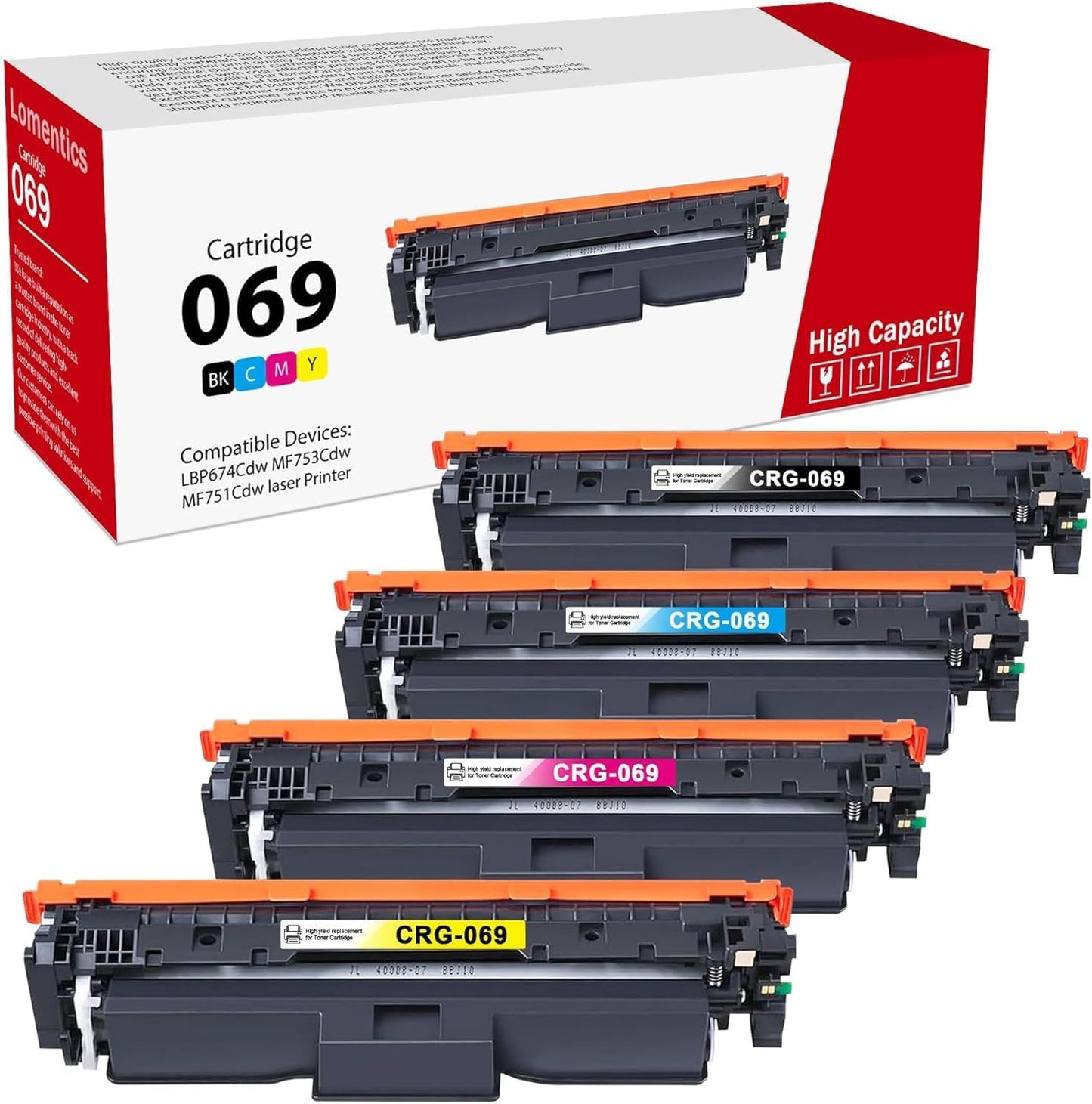 069 069H Toner Cartridge Set (4-Pack, Black Cyan Magenta Yellow) - Loment Compatible 069 High Capacity Toner Replacement for 069 Toner LBP674Cdw MF753Cdw MF751Cdw Printer