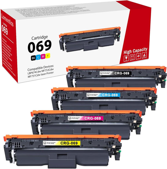 069 069H Toner Cartridge Set (4-Pack, Black Cyan Magenta Yellow) - Loment Compatible 069 High Capacity Toner Replacement for 069 Toner LBP674Cdw MF753Cdw MF751Cdw Printer