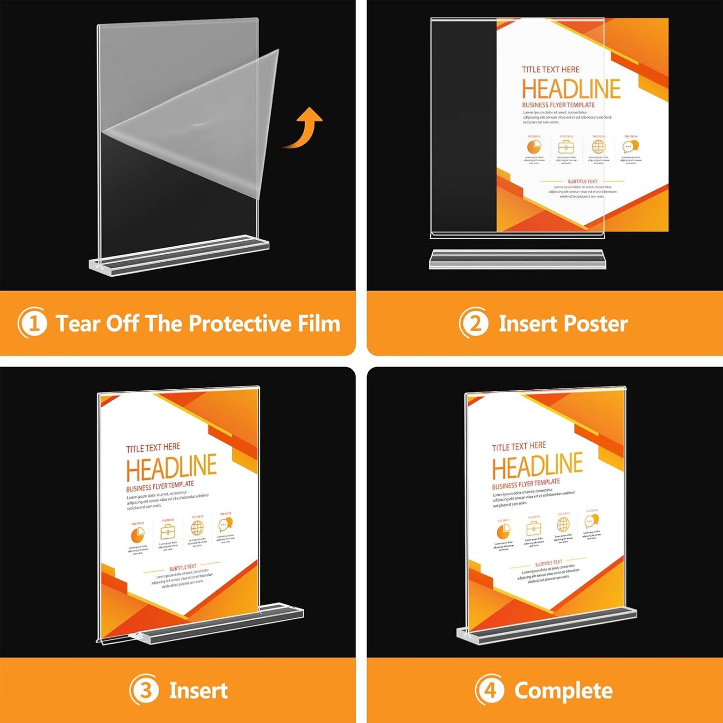 Acrylic Sign Holder 8.5 x 11, Double Sided Sign Holder Stand, Plastic 6 Pack Table Paper Stand, Vertical Menu Flyer Stand, T Shape Table Flyer Holder