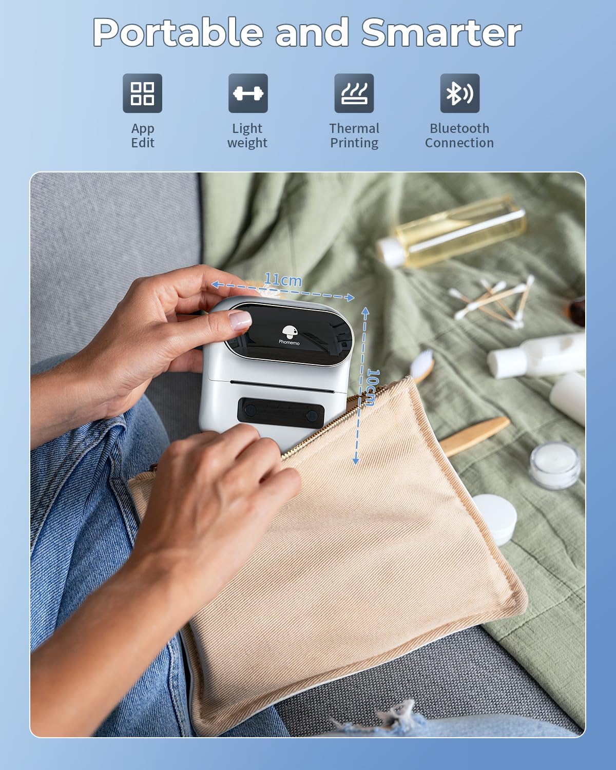 Phomemo Label Maker, M220 Barcode Printer, Bluetooth Thermal Label Printer, with Multiple Templates, Fonts, and Icons for Home, Kitchen, School, Office Organization